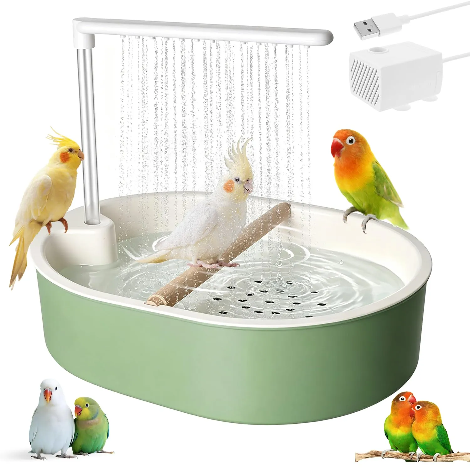 HBSFBH Doccia per Pappagalli, Vasca da Bagno Automatica per Uccelli, Vasca da Bagno per Uccelli, Vasca da Bagno Automatica per Pappagalli, per Uccelli e Uccelli, per inseparabili, pappagallini - immagine 1