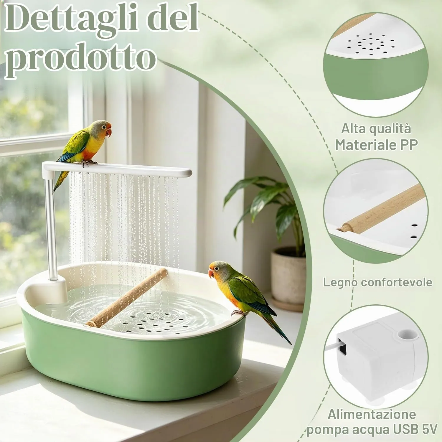 HBSFBH Doccia per Pappagalli, Vasca da Bagno Automatica per Uccelli, Vasca da Bagno per Uccelli, Vasca da Bagno Automatica per Pappagalli, per Uccelli e Uccelli, per inseparabili, pappagallini - immagine 3