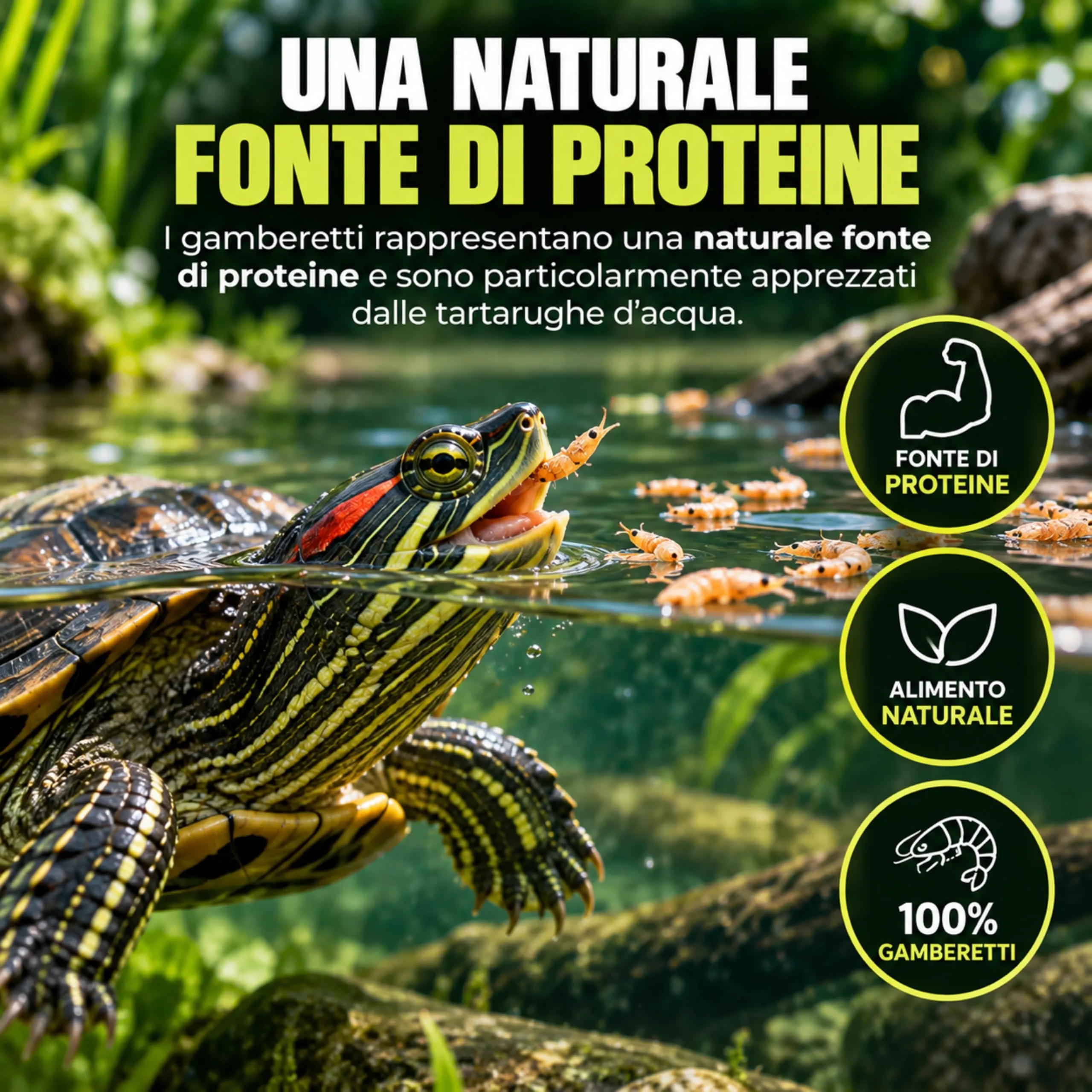 AGRI-CULTURA® | Gamberetti Essiccati per Tartarughe d’Acqua 400 g | 100% Gamberetti | Mangime Semplice Naturale, Fonte di Proteine e Alta Appetibilità | Alimento per Tartarughe Acquatiche. - immagine 4