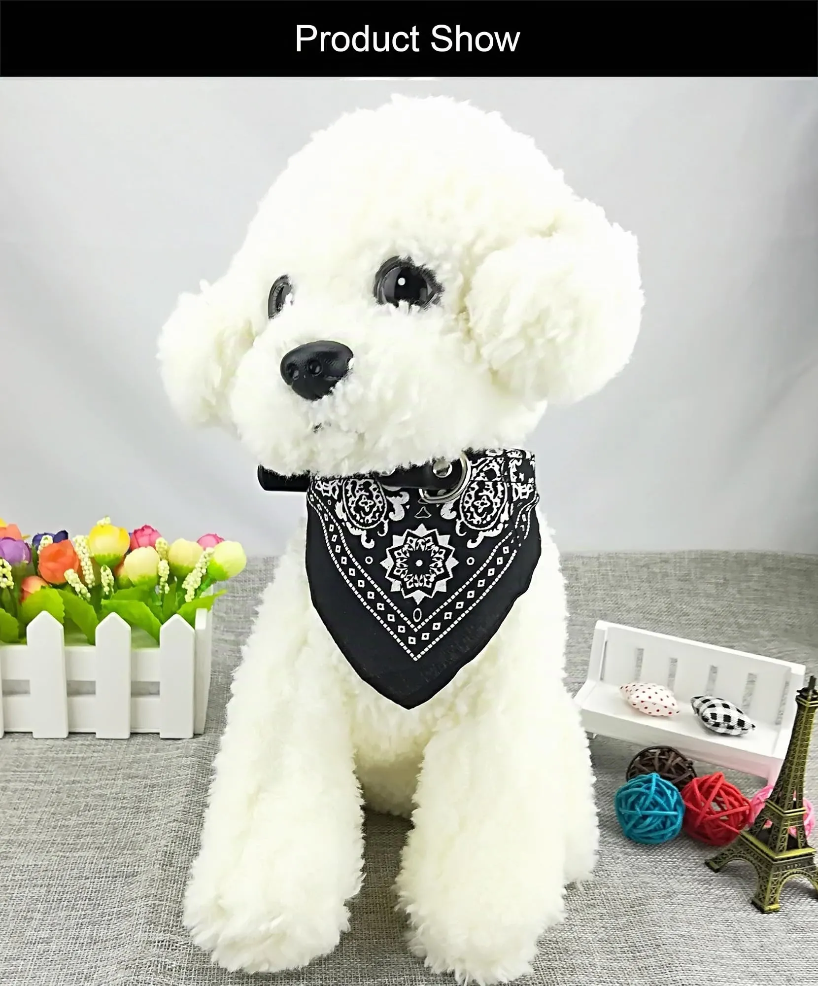 Newtensina Collare bandana alla moda per cani, bandana media, colore nero, S - immagine 3