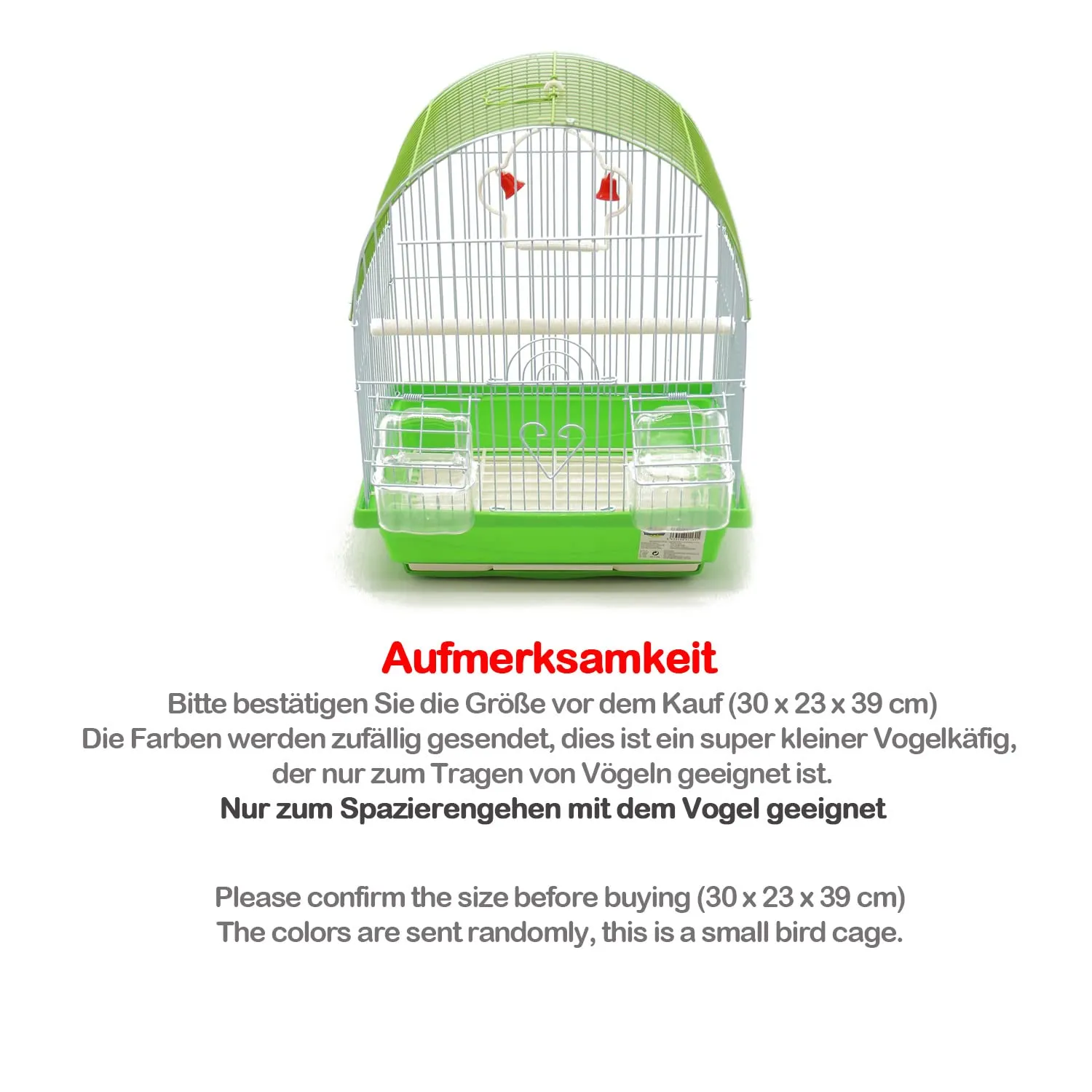 BPS Bird Cage Metal con abbeveratoio Swing Jumper Secchio Colore invia a Caso 30 x 23 x 39 cm BPS-1160 - immagine 2