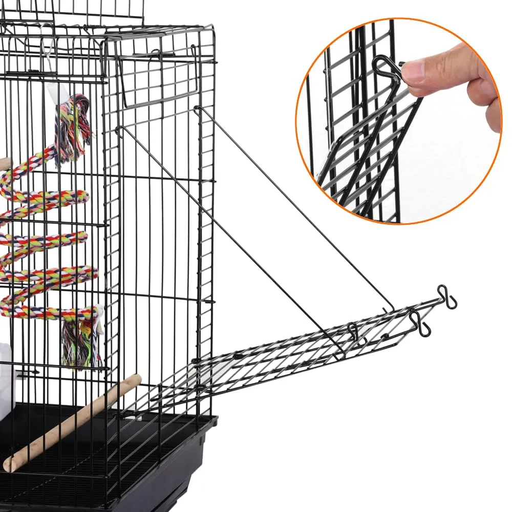 Yaheetech Gabbia Uccelli Metallo Tetto Apribile 40 × 40 × 58 cm Nero - immagine 7