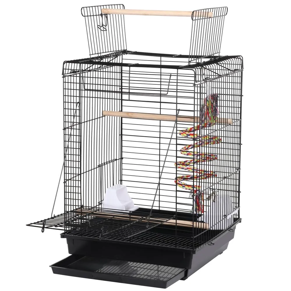 Yaheetech Gabbia Uccelli Metallo Tetto Apribile 40 × 40 × 58 cm Nero - immagine 8