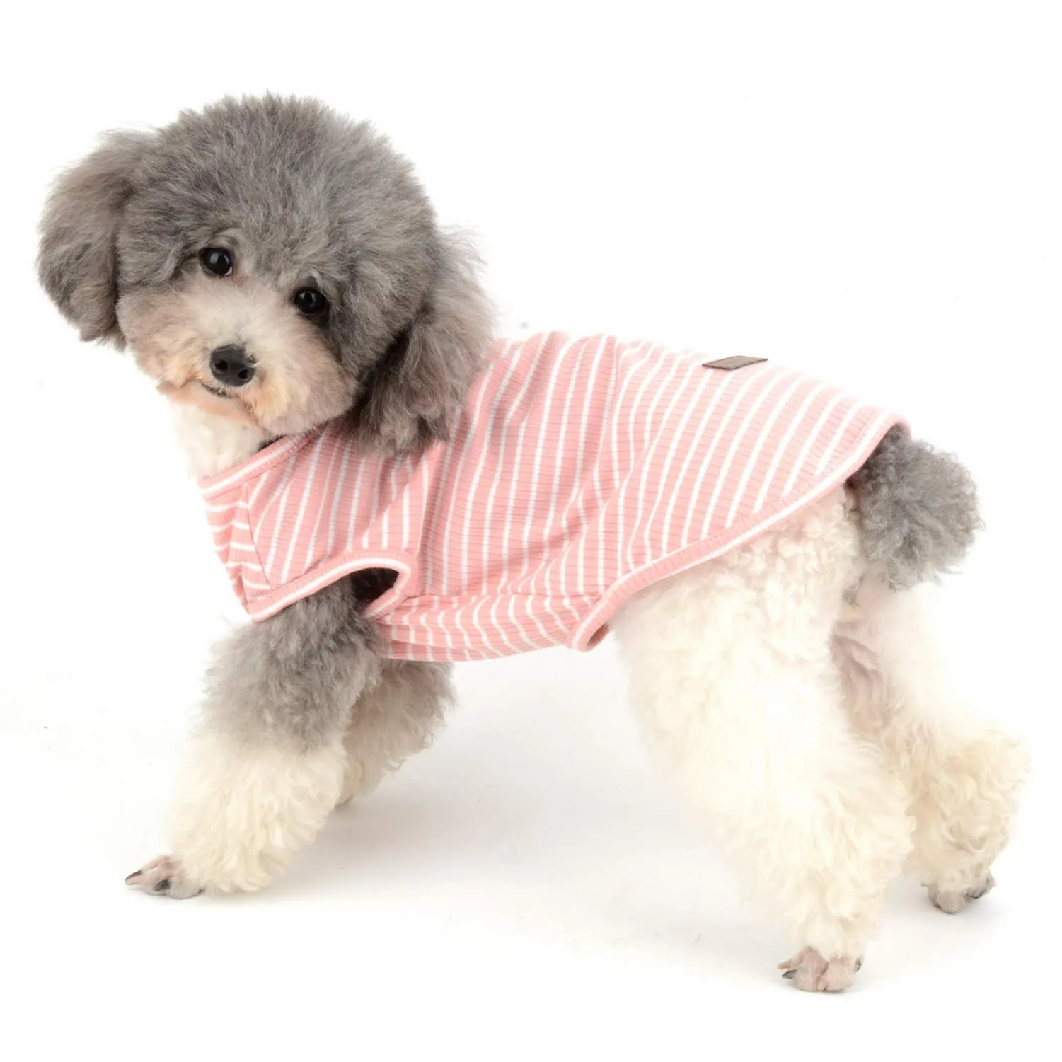 Zunea Maglietta per Cani Piccola Taglia Estate Cuccioli Canottiera in Morbido Cotone Canottiera a Righe Fresco Abbigliamento per Gatti Chihuahua e Animali Domestici Rosa XL - immagine 2