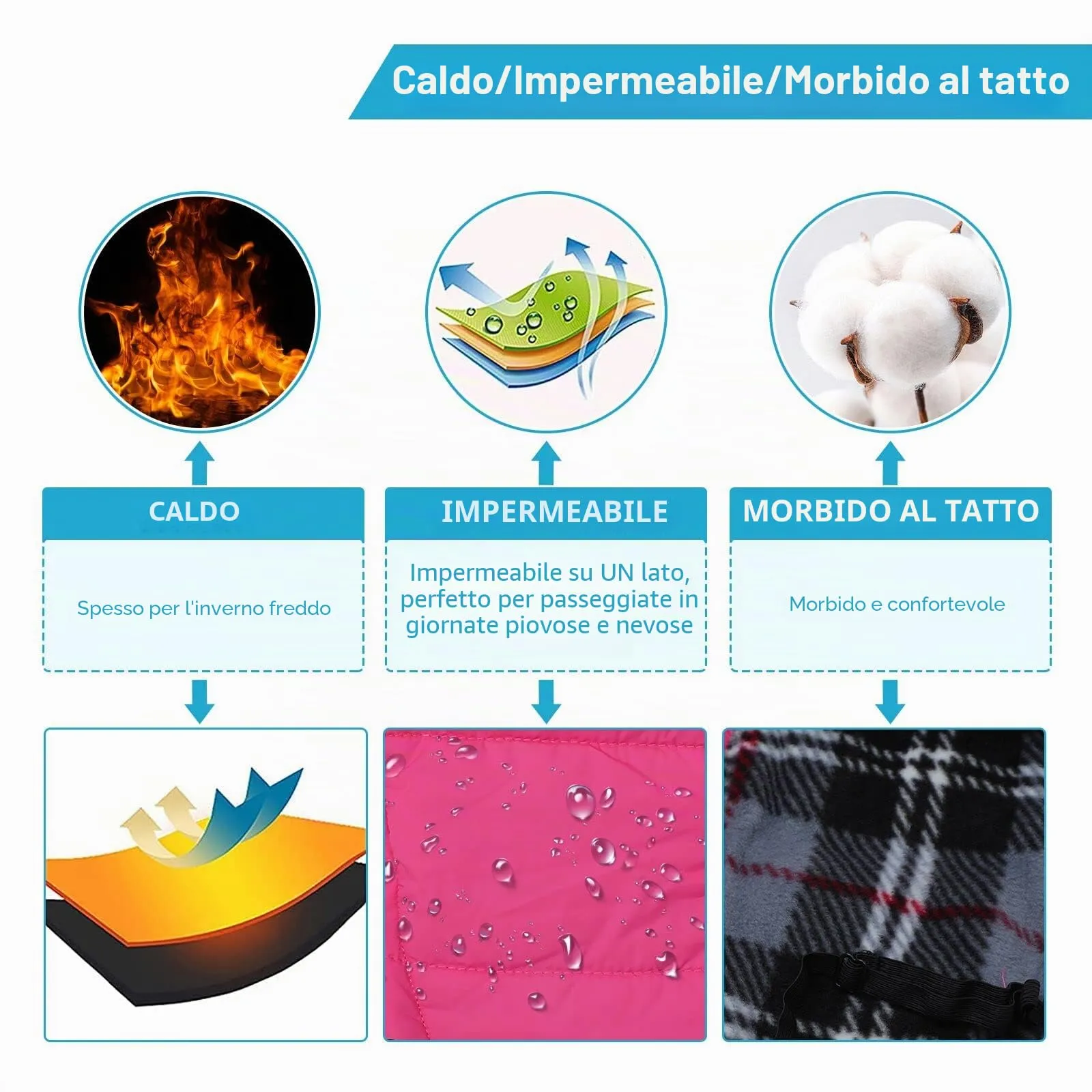 Pethiy- Caldo Cappotto Invernali per Cane con Pettorina integrata, Impermeabile Giacca/Vestiti per cane in Pile con Collo alto antivento e,zip up cappottino per cani piccola taglia-Rosa-L - immagine 3