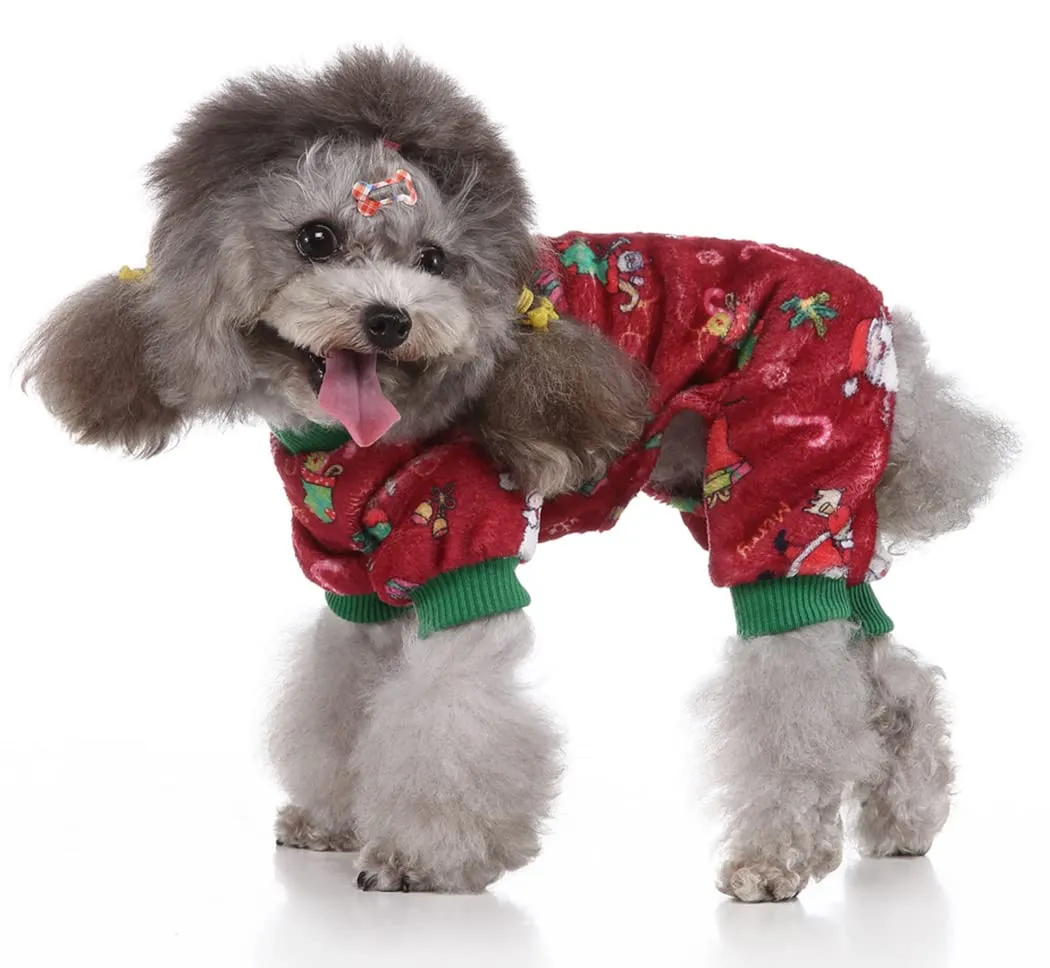 XIAOYU Babbo Natale neve scatola regalo modello Natale vestiti per animali domestici cane caldo pigiama gatto costumi di Natale tuta cucciolo, rosso, XL - immagine 3