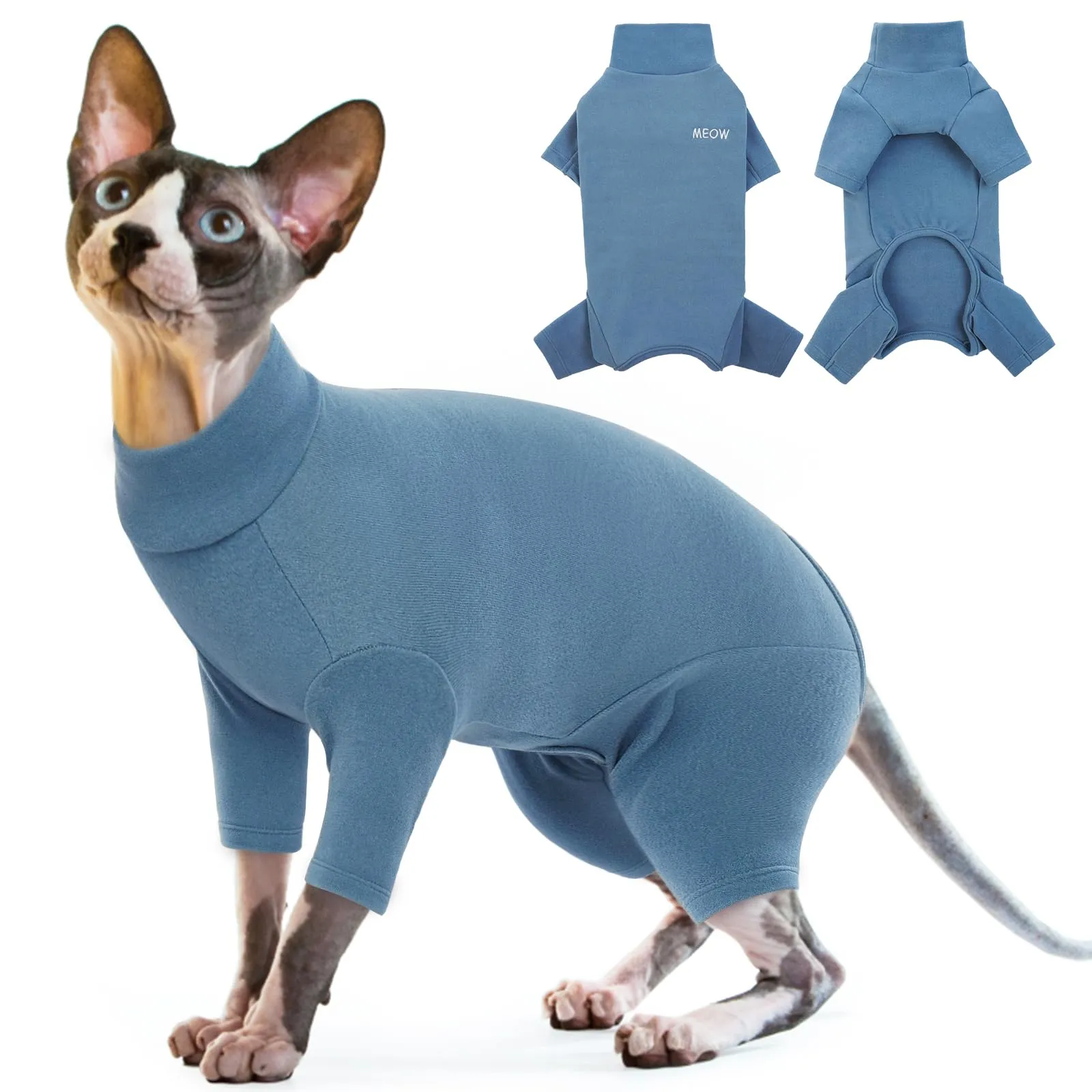 Cappotto Invernale Cani, Maglioncino a Collo Alto Giacca Fleece Antivento Pullover Caldo Gattini Pigiama Felpa Gilet Inverno Morbido per Gatti di Taglia Piccola Media Grande(Blu, M) - immagine 1