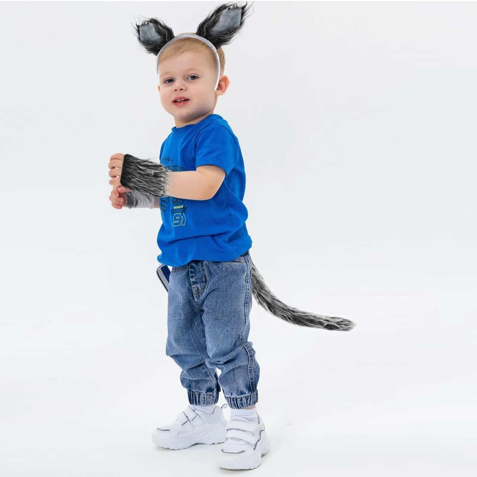 XEPST Animale Lupo Set, Orecchie e Coda, Fascia, Zampe Pelose per Costume Cosplay di Compleanno, Halloween, Fancy Dress, Rifornimenti del Partito - immagine 4