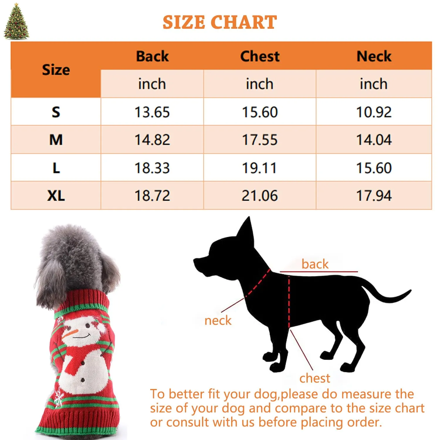 Maglioncino Natalizio per Cane e Gatto, Costume Maglieria Caldo per l'Inverno, Lavorato a Maglia (Pupazzo di Neve, L) - immagine 2
