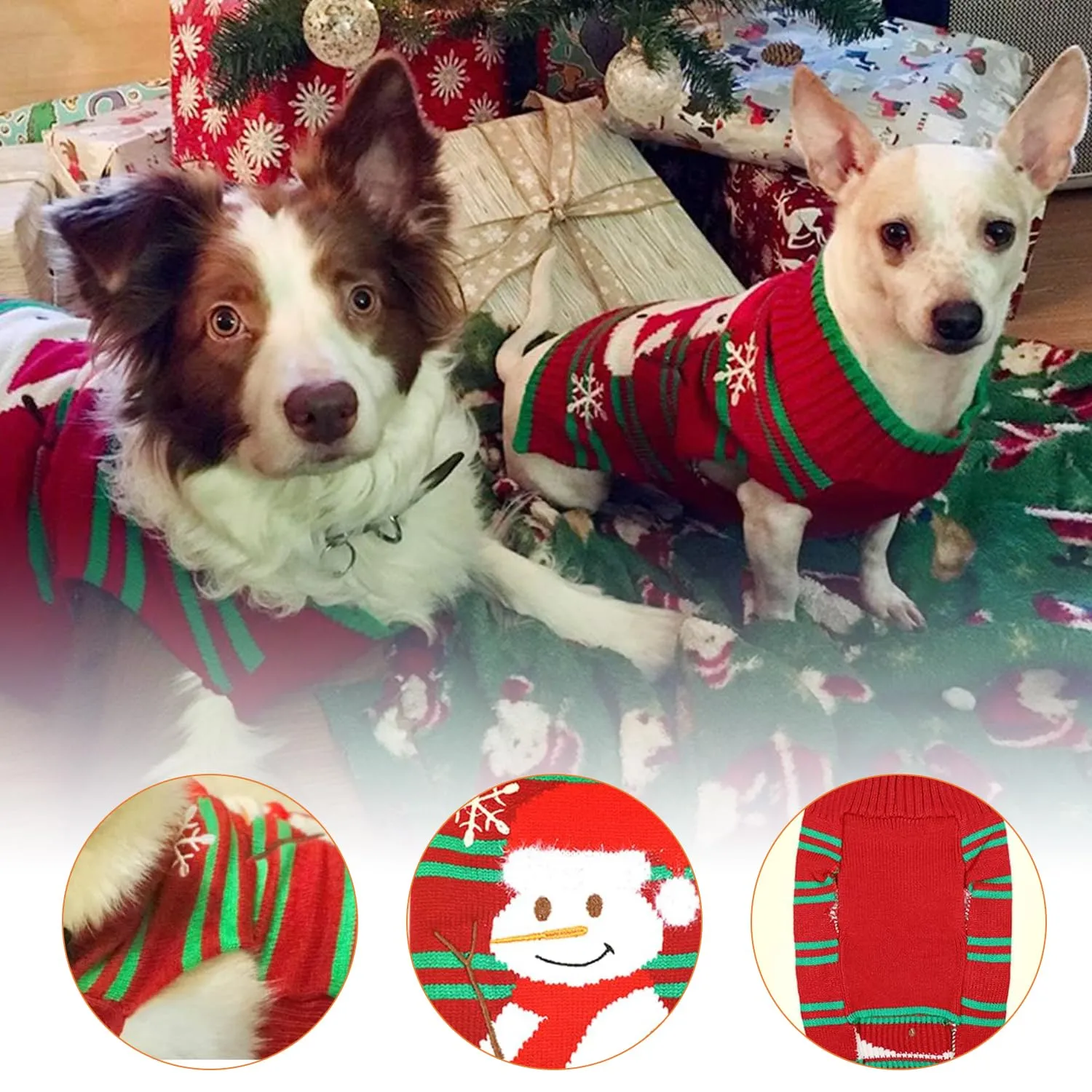 Maglioncino Natalizio per Cane e Gatto, Costume Maglieria Caldo per l'Inverno, Lavorato a Maglia (Pupazzo di Neve, L) - immagine 3