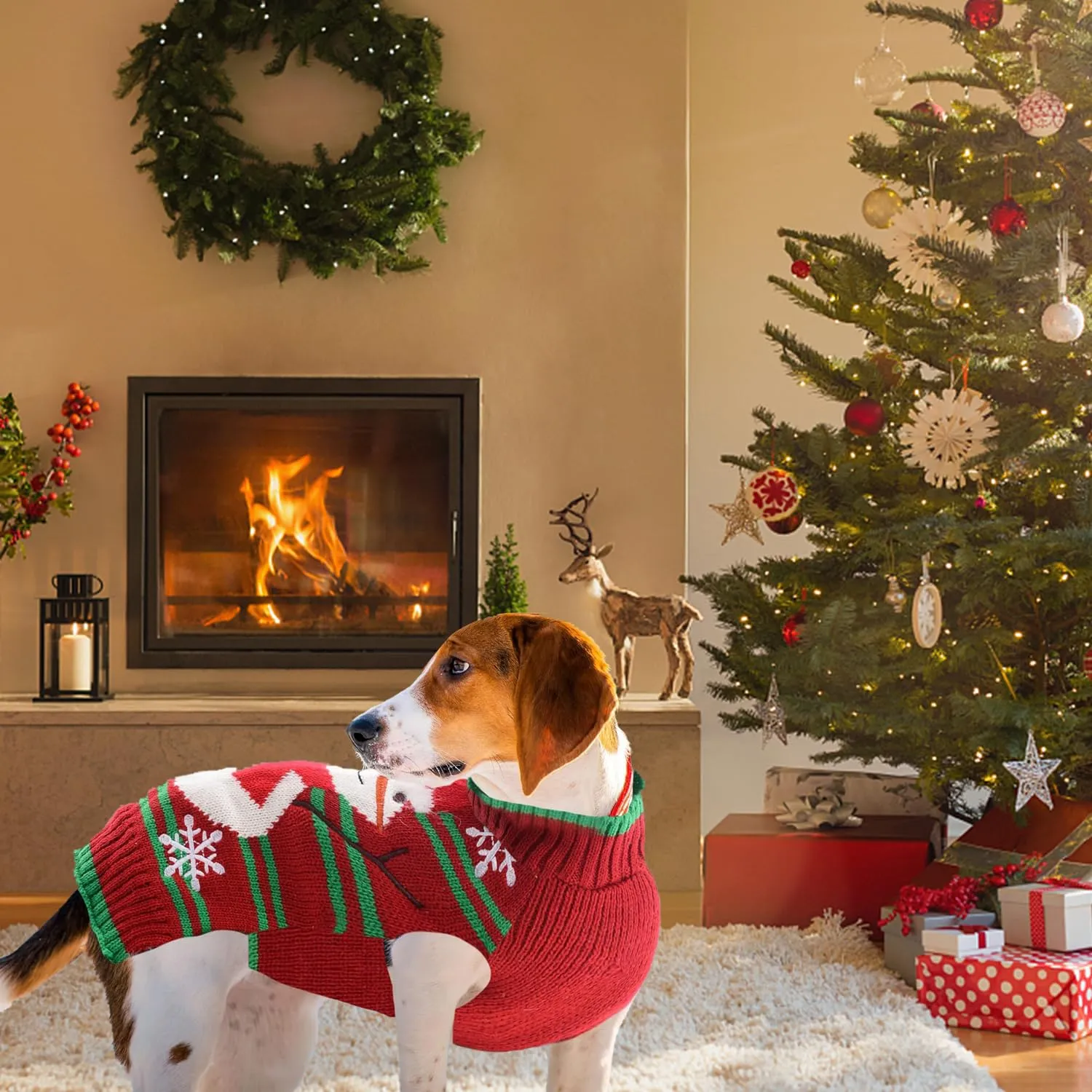 Maglioncino Natalizio per Cane e Gatto, Costume Maglieria Caldo per l'Inverno, Lavorato a Maglia (Pupazzo di Neve, L) - immagine 4