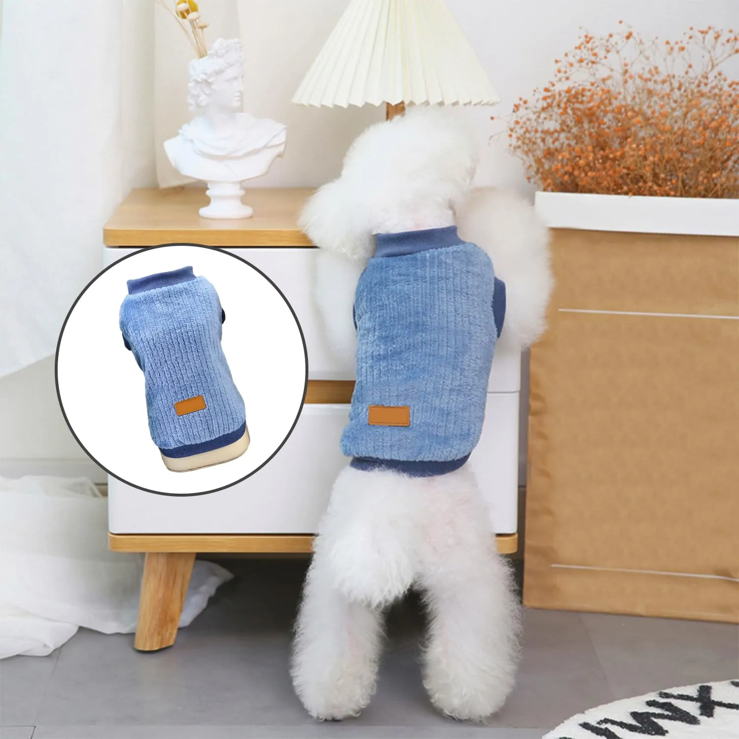 1 x felpa verticale in pile blu per animali domestici, felpa per animali domestici, felpa per animali domestici, felpa per cani di piccola taglia, pile per cani, adatta per gattini e cuccioli - immagine 4