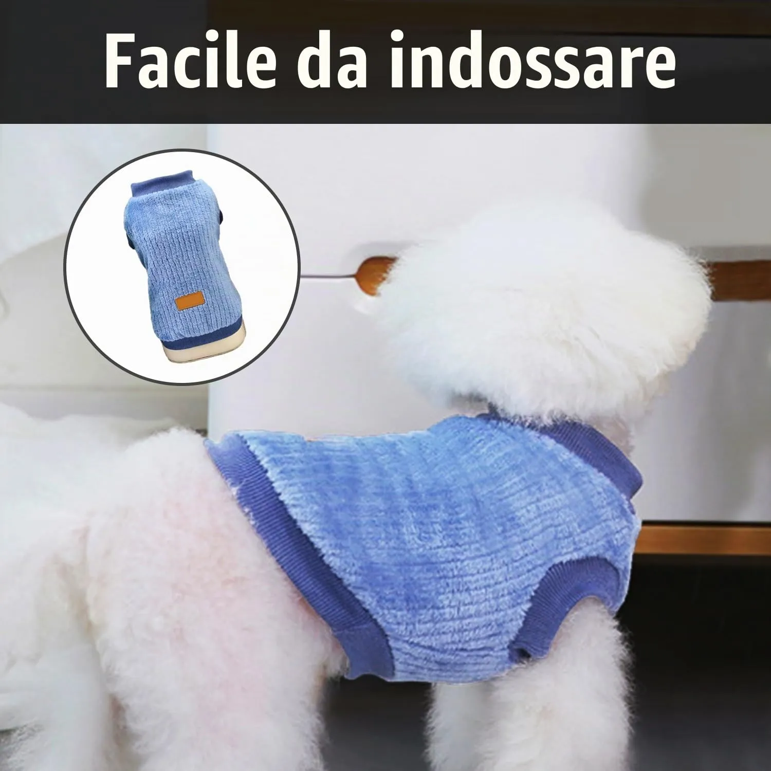 1 x felpa verticale in pile blu per animali domestici, felpa per animali domestici, felpa per animali domestici, felpa per cani di piccola taglia, pile per cani, adatta per gattini e cuccioli - immagine 5