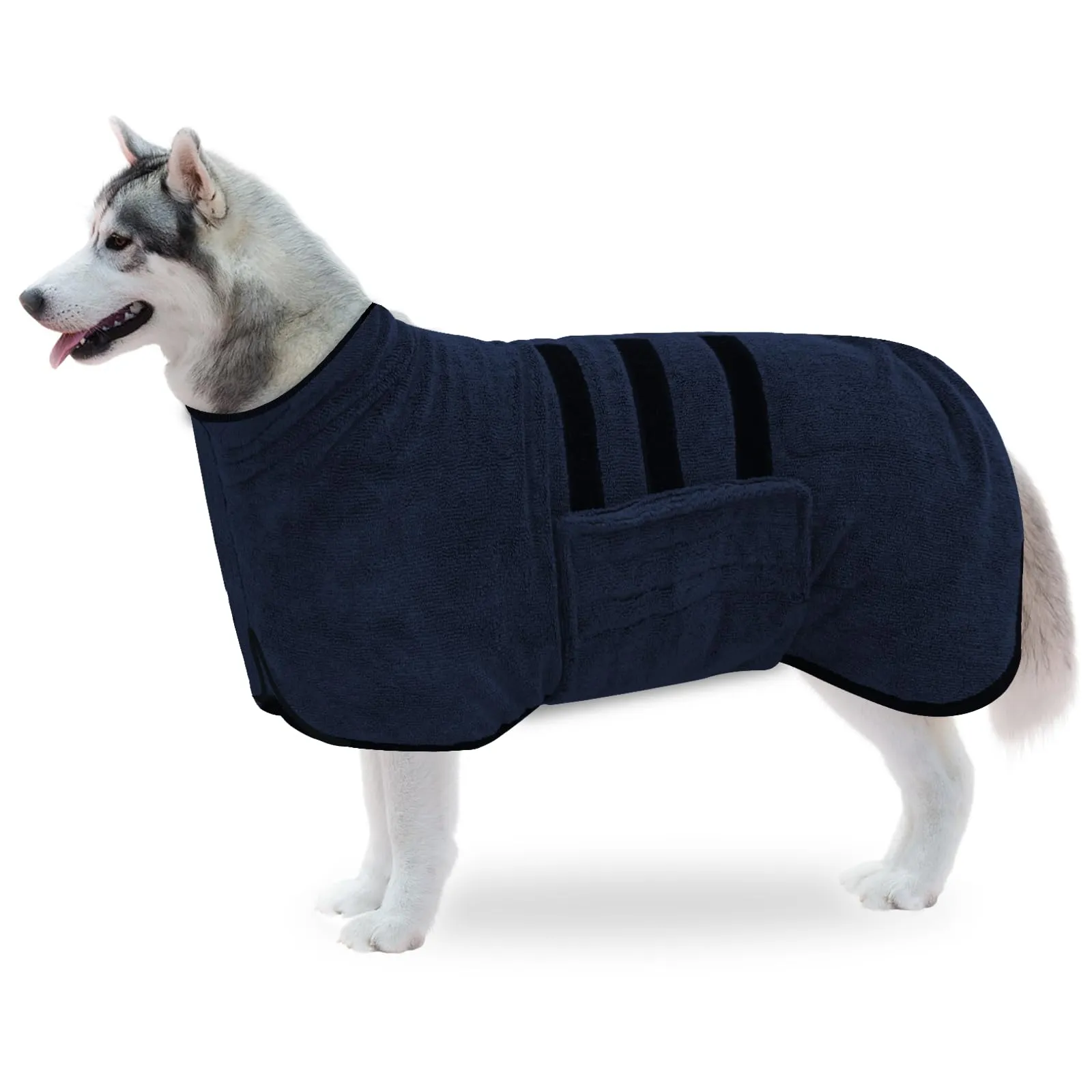 Accappatoio per cani in microfibra – Accappatoio per cani con extra assorbente e ad asciugatura rapida – Velcro e nastro termoretraibile regolabile – Asciugamano per cani di taglia grande media e - immagine 1