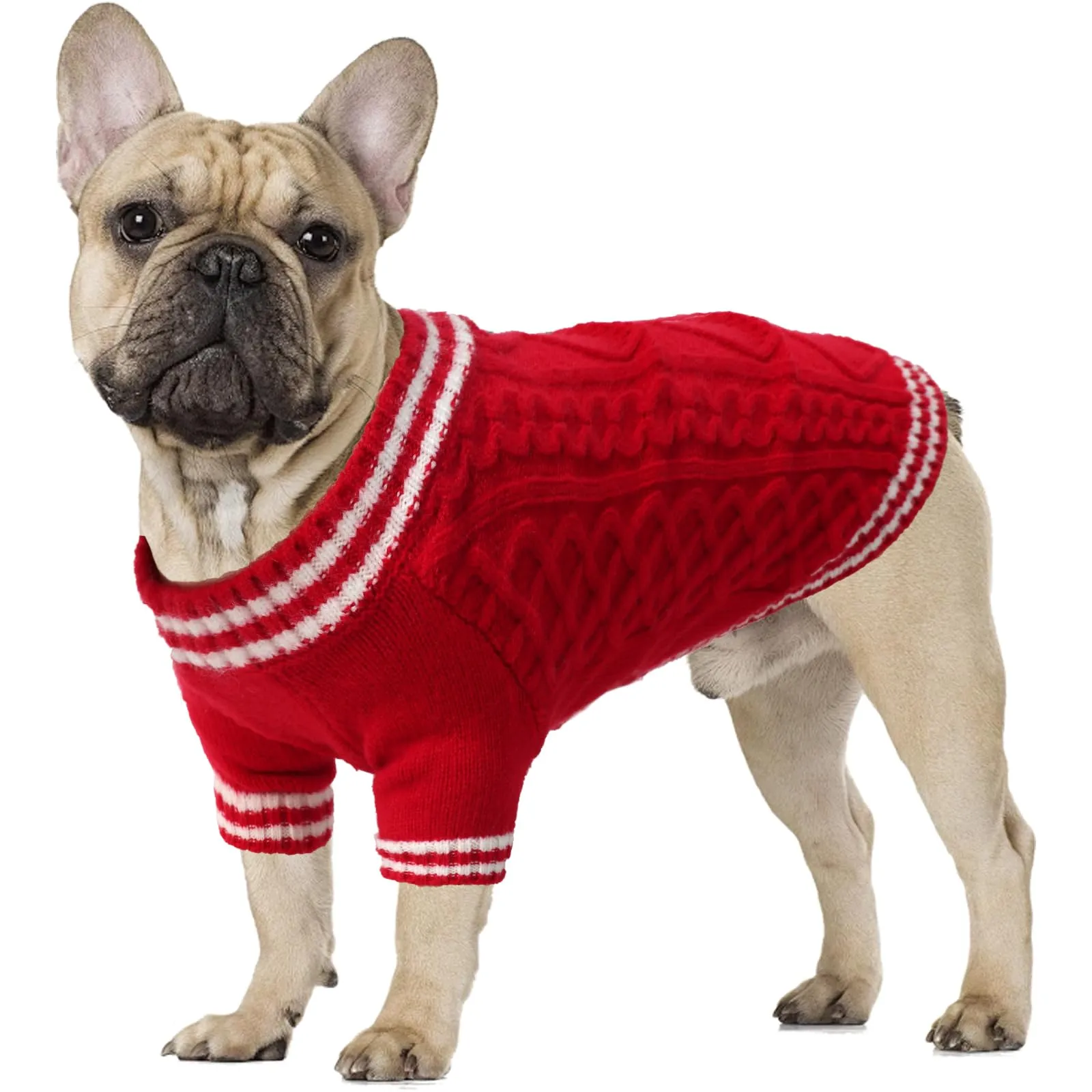 LiebeDD Maglioncino Cane di Taglia Media Grande, Maglione Natale Cane Gatto, Animali Domestici Pullover Lavorato Maglia Cane, Caldo e Morbido Vestiti per Cani Invernali, Rosso, M - immagine 1