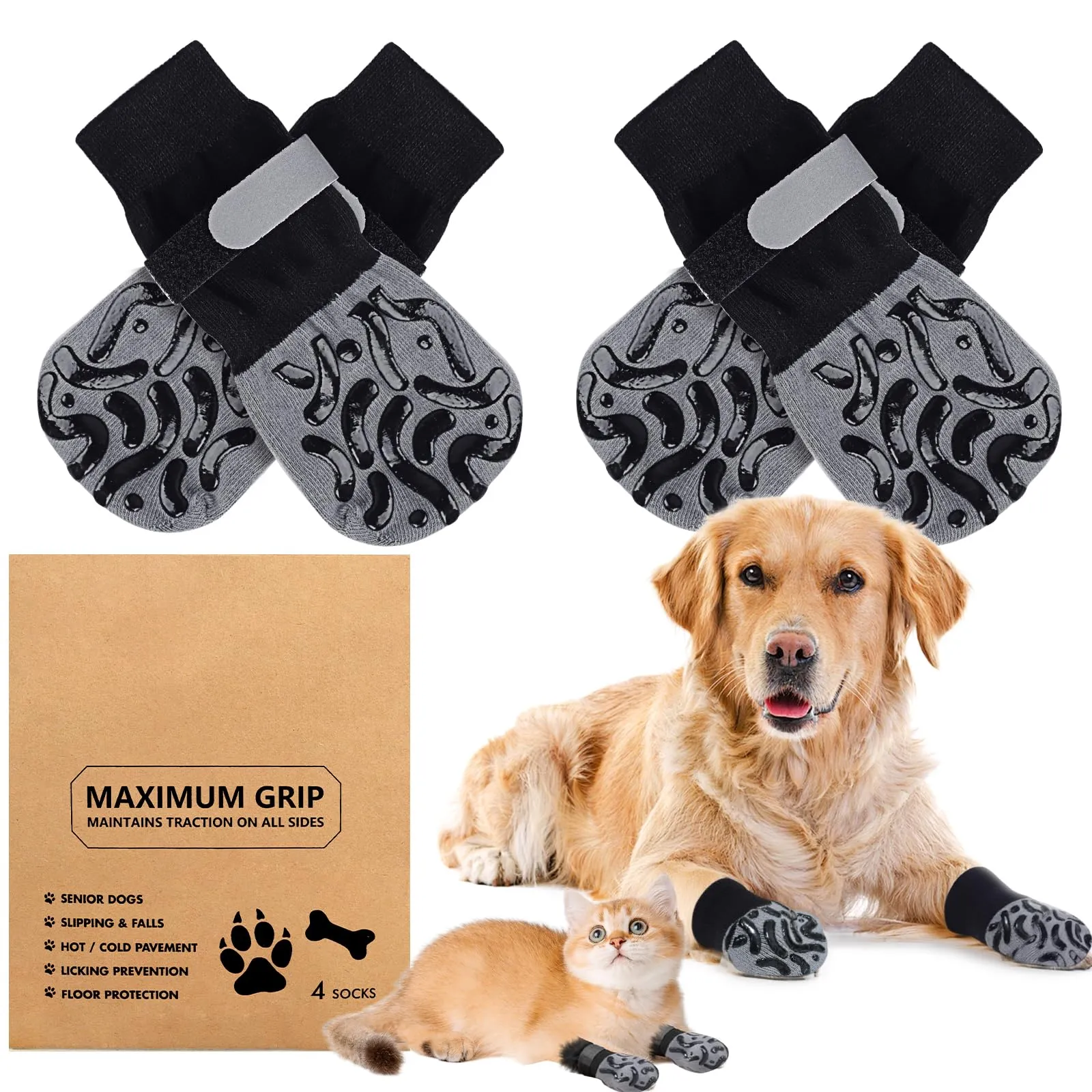 2 Paia Gatto Cane Hitzeschutz Hundestiefel Socken Calzini Antiscivolo per Cani Anziani Rince Pattes pour Chien für Kleine Leckschutz Pfote Schuhe Urlaub Zubehör Hundebekleidung Interno ed Esterno(S) - immagine 1