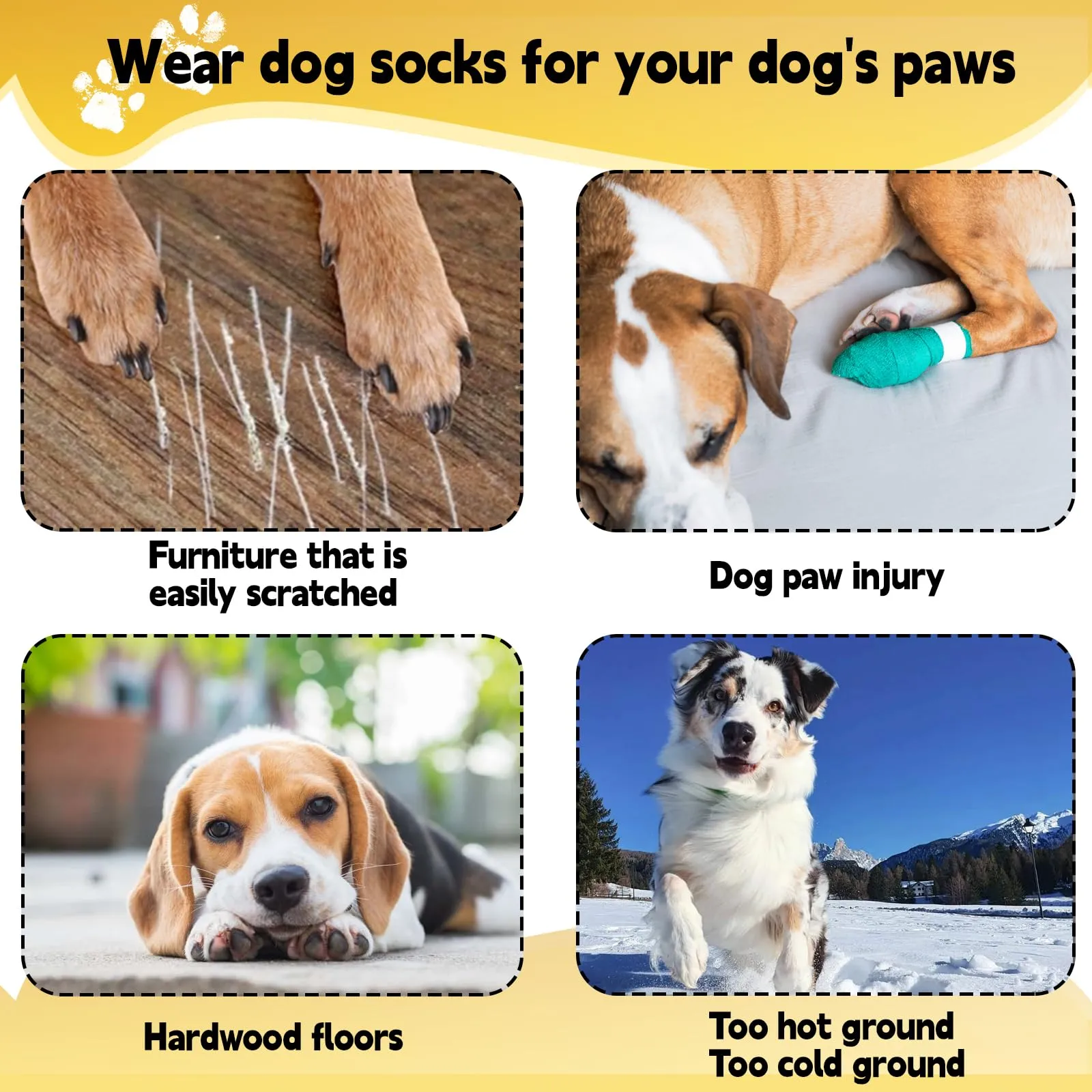 2 Paia Gatto Cane Hitzeschutz Hundestiefel Socken Calzini Antiscivolo per Cani Anziani Rince Pattes pour Chien für Kleine Leckschutz Pfote Schuhe Urlaub Zubehör Hundebekleidung Interno ed Esterno(S) - immagine 3