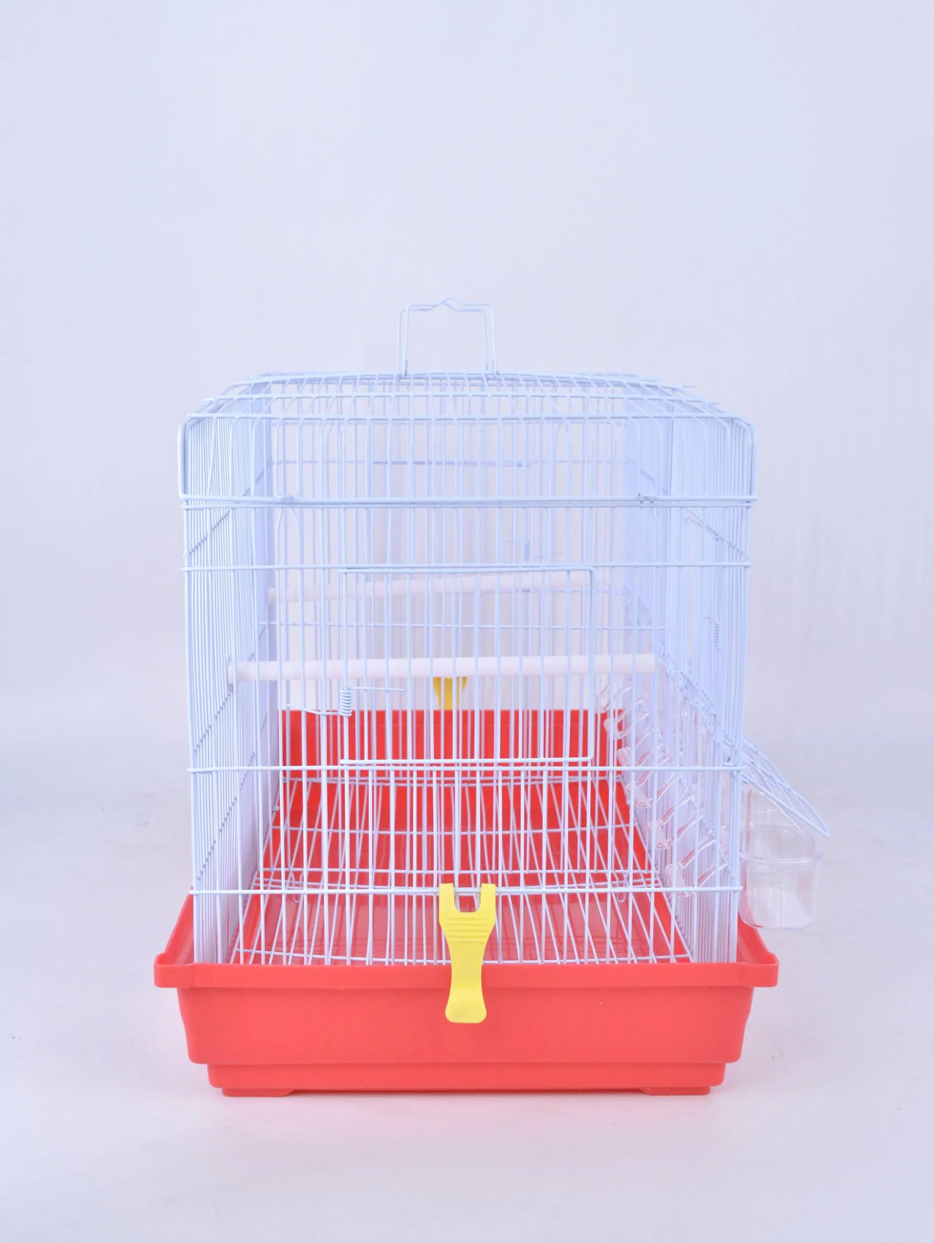 Pet's Solution - Gabbia Cova per Uccelli come Canarini, Cocorite e Bengalini, Ideale per Allevamento, con Divisorio, 2 Posatoi e 6 Mangiatoie - Rosso 58X35X36,5h cm - immagine 7