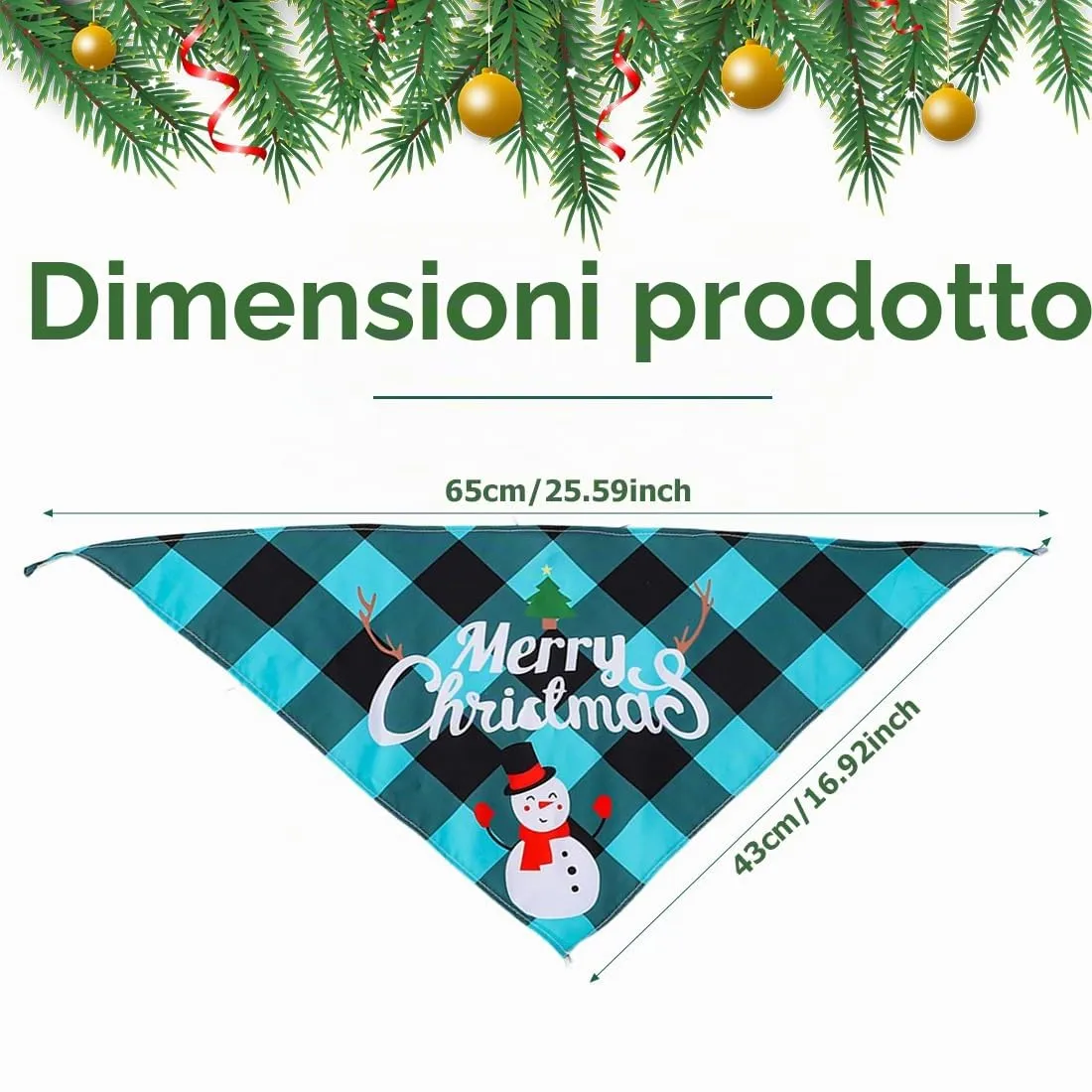 WUSJCOF 2 Pezzi Bandana Natalizia per Cani, Foulard Triangolare per Cani e Gatti, Accessori per Animali Domestici (Plaid) - immagine 2