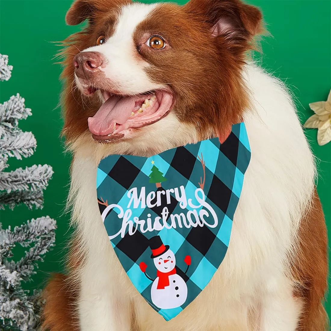 WUSJCOF 2 Pezzi Bandana Natalizia per Cani, Foulard Triangolare per Cani e Gatti, Accessori per Animali Domestici (Plaid) - immagine 4