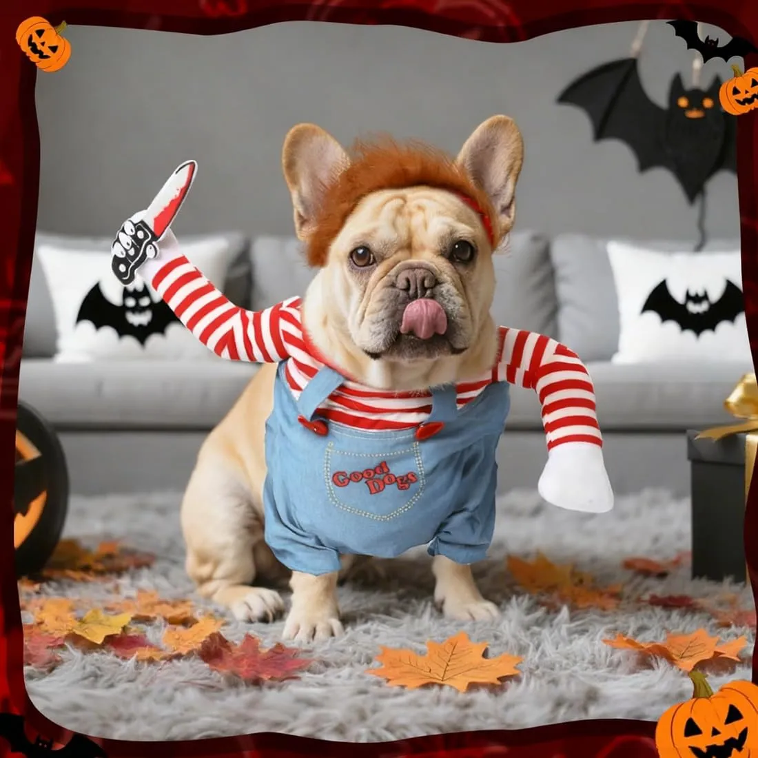 OIXEYA Cane Awful Costume Animali domestici Costume Halloween Cosplay per cani, Vestiti divertenti per feste per cani Cappello Costume natalizio Vestiti per cani (S) - immagine 5