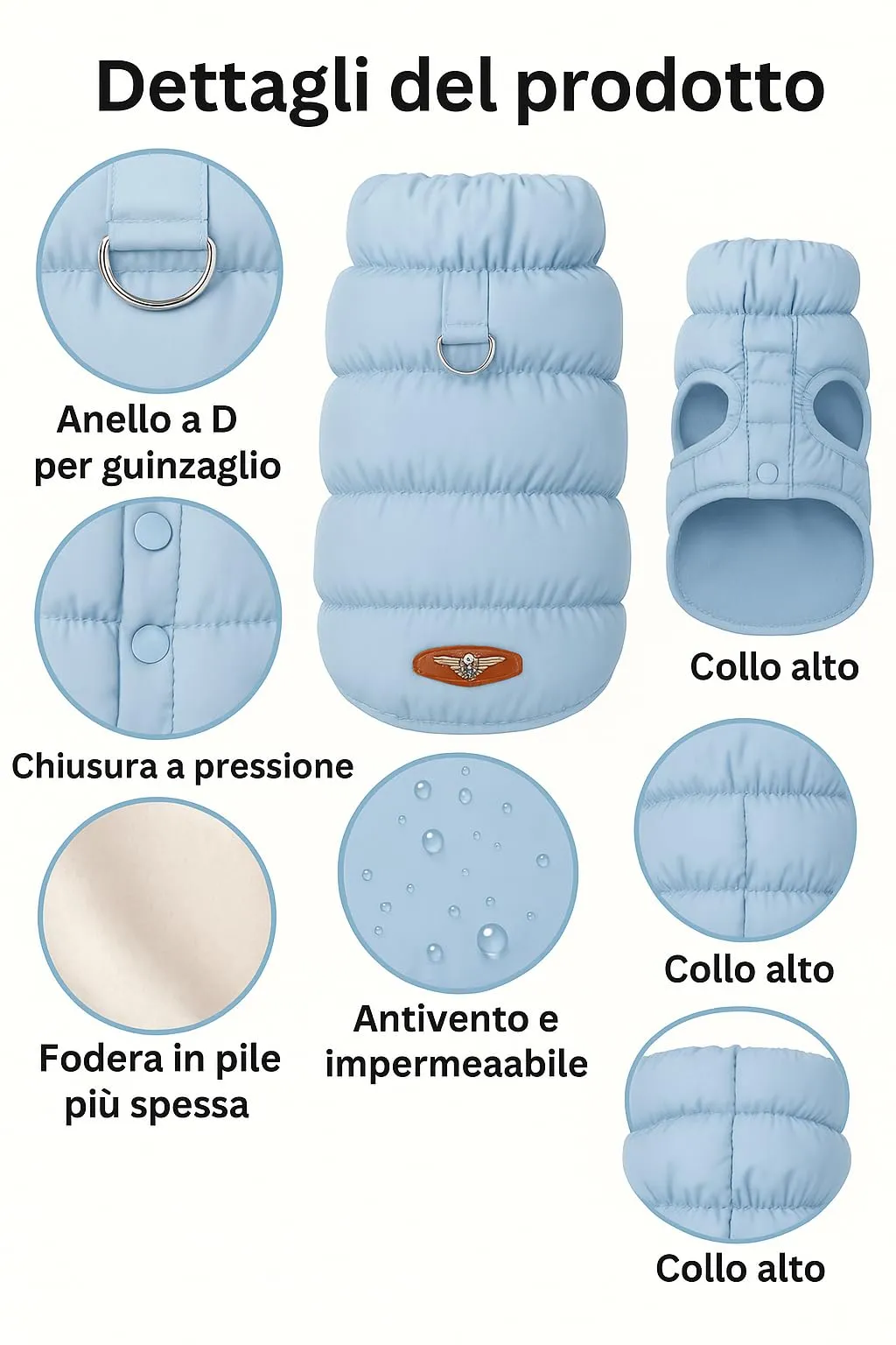 GIALEMO CAPPOTTINO CANE INVERNALE IMPERMEABILE E ANTIVENTO (S) - immagine 3