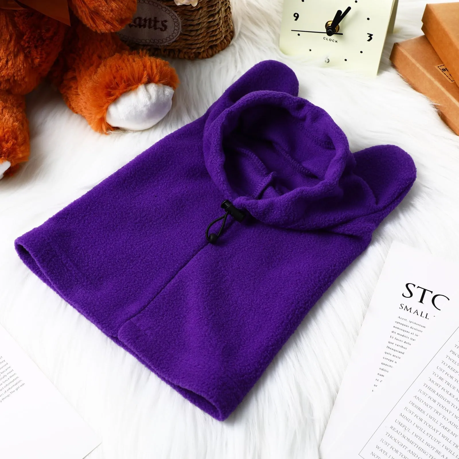 Cappello Invernali per Cani Gattino Morbido Caldo Cappelli per Animali Domestici con Orecchie Protezione Contro il Rumore Cappuccio per la Testa e il Collo Cucciolo per Freddo Invernale,M (Viola) - immagine 4