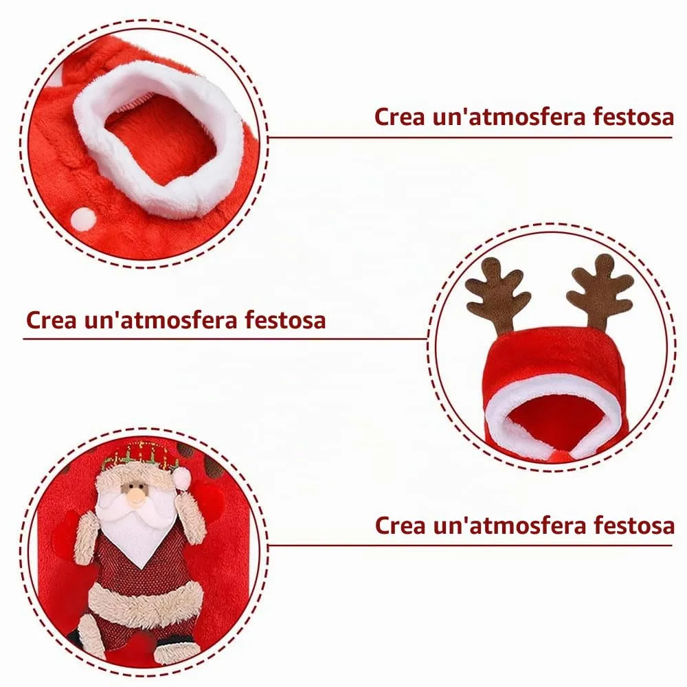 Vestiti Natale Gatto Cane, Vestito Cane N atale, Vestito Babbo Cane, Vestiti dell'animale Domestico di Natale, per Feste Natalizie per Animali Domestici Decorare (L) - immagine 3