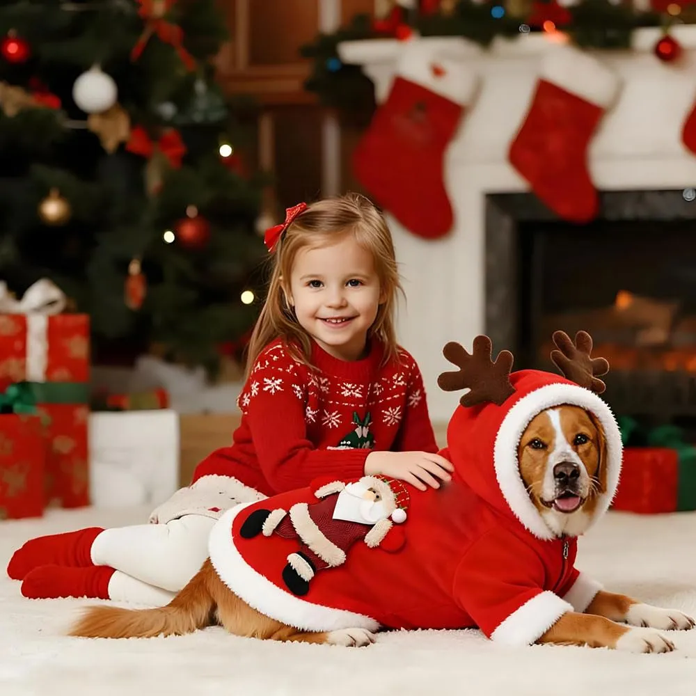 Vestiti Natale Gatto Cane, Vestito Cane N atale, Vestito Babbo Cane, Vestiti dell'animale Domestico di Natale, per Feste Natalizie per Animali Domestici Decorare (L) - immagine 7