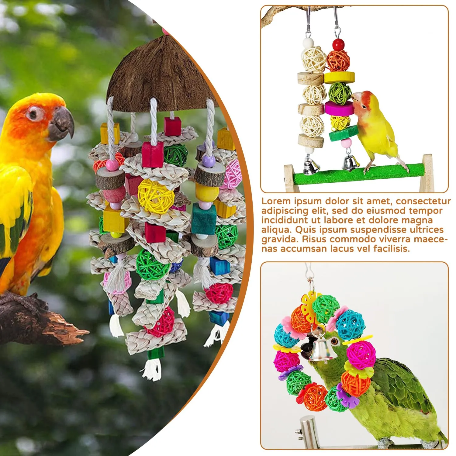 Ervoxo 40 palline in rattan Bird Toy Ball Wicker Rattan Ball Bite Chew Toys Uccello giocattolo da masticare per pappagalli fai da te per pappagalli, uccelli, fai da te (colore) - immagine 4