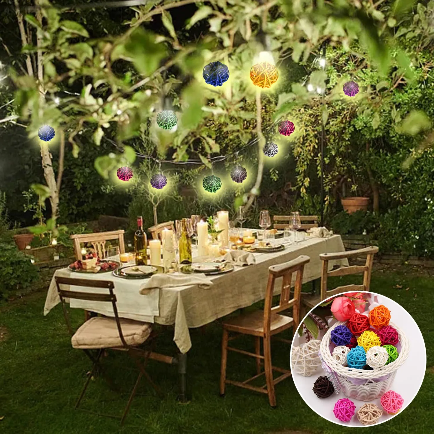 Ervoxo 40 palline in rattan Bird Toy Ball Wicker Rattan Ball Bite Chew Toys Uccello giocattolo da masticare per pappagalli fai da te per pappagalli, uccelli, fai da te (colore) - immagine 5