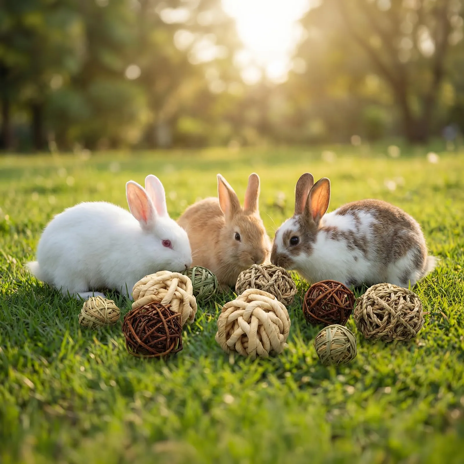 Ervoxo 8 palline da masticare, conigli, criceti, palline da masticare per piccoli animali, criceti, conigli, porcellini d'India, cincillà, gerbilli da corsa (B) - immagine 6