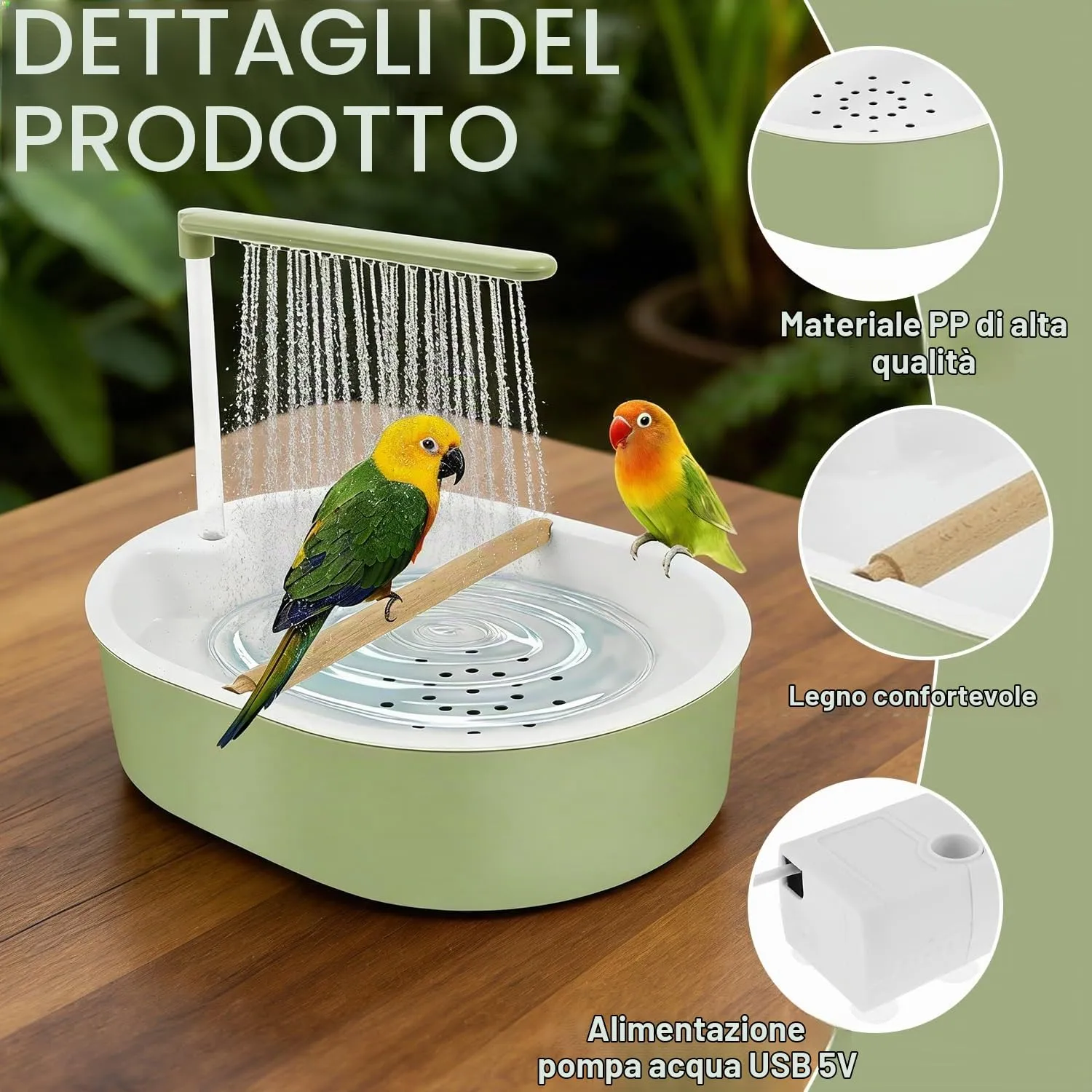 HBSFBH Doccia per Pappagalli, Vasca da Bagno Automatica per Uccelli, Vasca da Bagno per Uccelli, Vasca da Bagno Automatica per Pappagalli, per Uccelli e Uccelli, per inseparabili, pappagallini - immagine 3