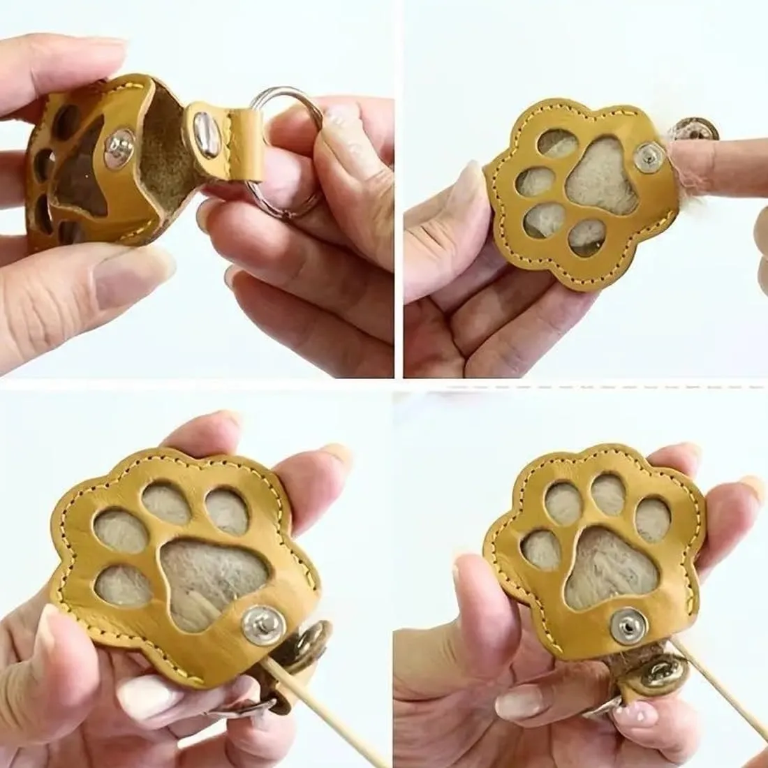 6 Pezzi Portachiavi Carino a Forma di Zampa, Portachiavi Raccogli Pelo per Cani e Gatti, Ricordo Regali, Souvenir Portatile per Amanti dei Cani, Pelle PU, Nero, bianco, beige, marrone, rosa, viola - immagine 3