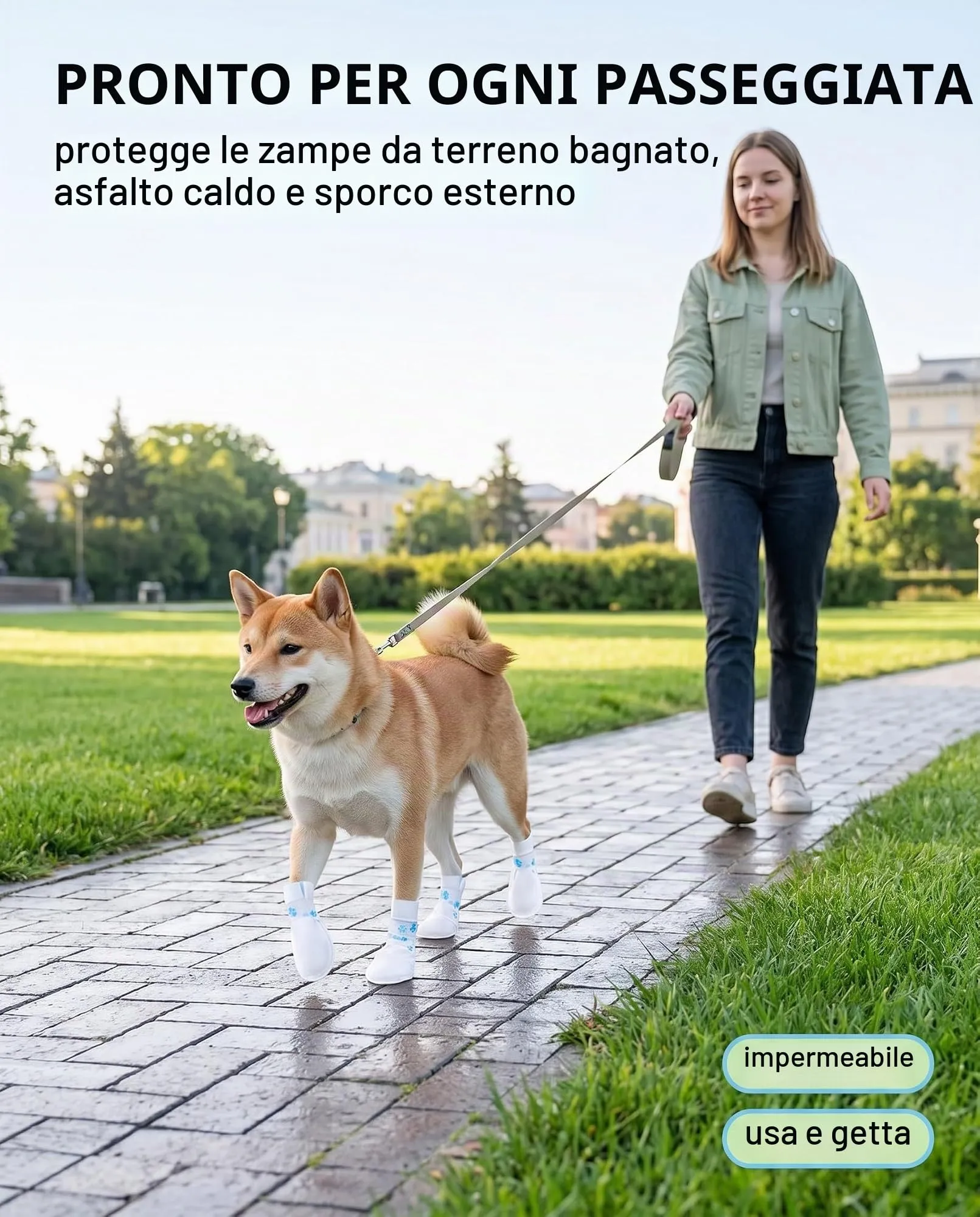 RAVNIX 40 Pezzi Scarpette per Cani Usa e Getta Impermeabili, Calzini Antiscivolo Cane Regolabili, Protezione Zampe da Fango e Asfalto Caldo, Stivaletti per Interni ed Esterni - immagine 3