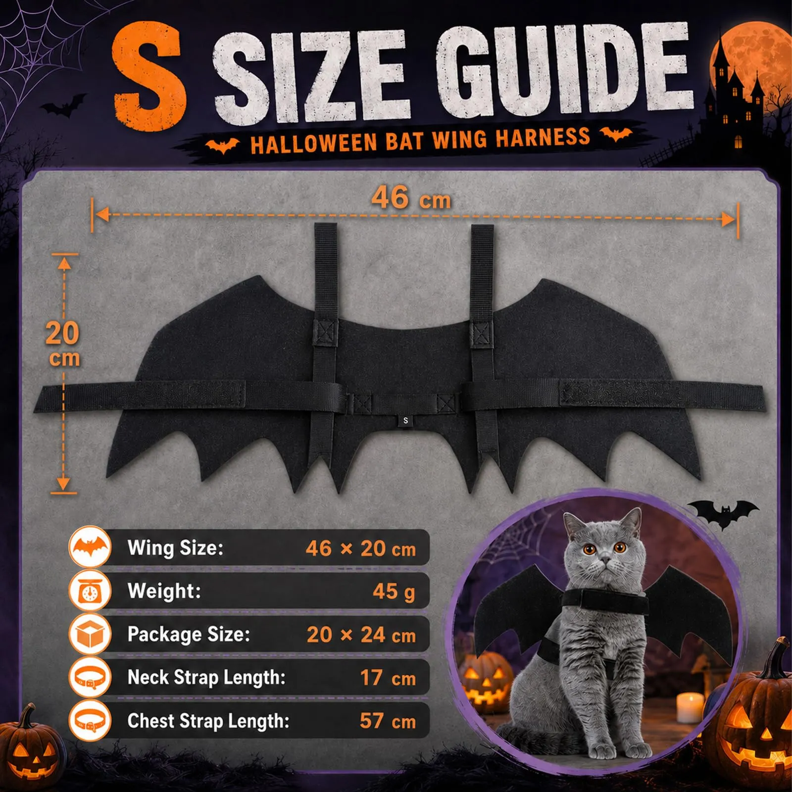 ARYIMYDP Halloween Ali Di Pipistrello Da Compagnia, Halloween per Cane, Ali Pipistrello Costume Da Pipistrello,Per La Decorazione Di Cani, Costumi Divertenti per Animali Domestici - immagine 2