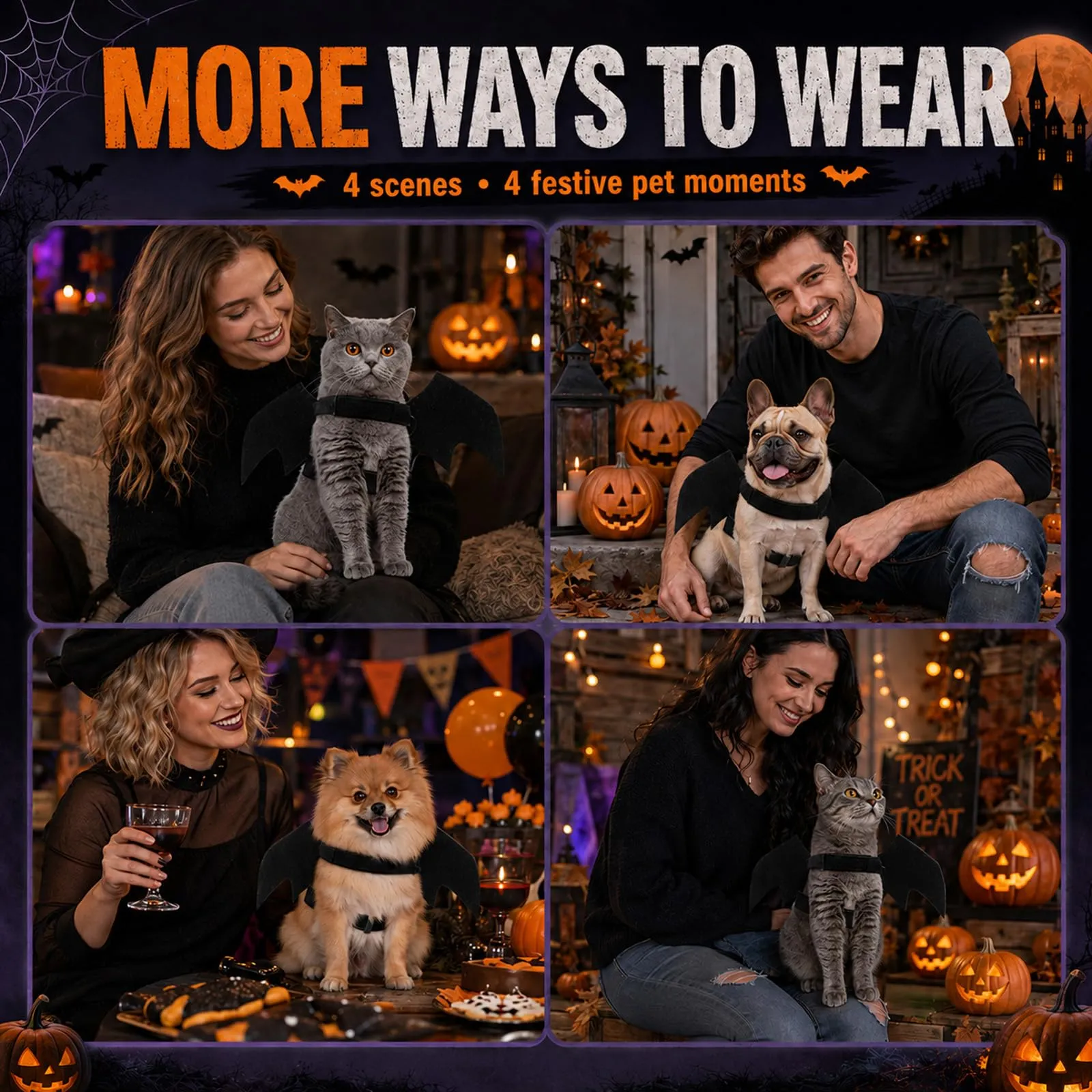 ARYIMYDP Halloween Ali Di Pipistrello Da Compagnia, Halloween per Cane, Ali Pipistrello Costume Da Pipistrello,Per La Decorazione Di Cani, Costumi Divertenti per Animali Domestici - immagine 7