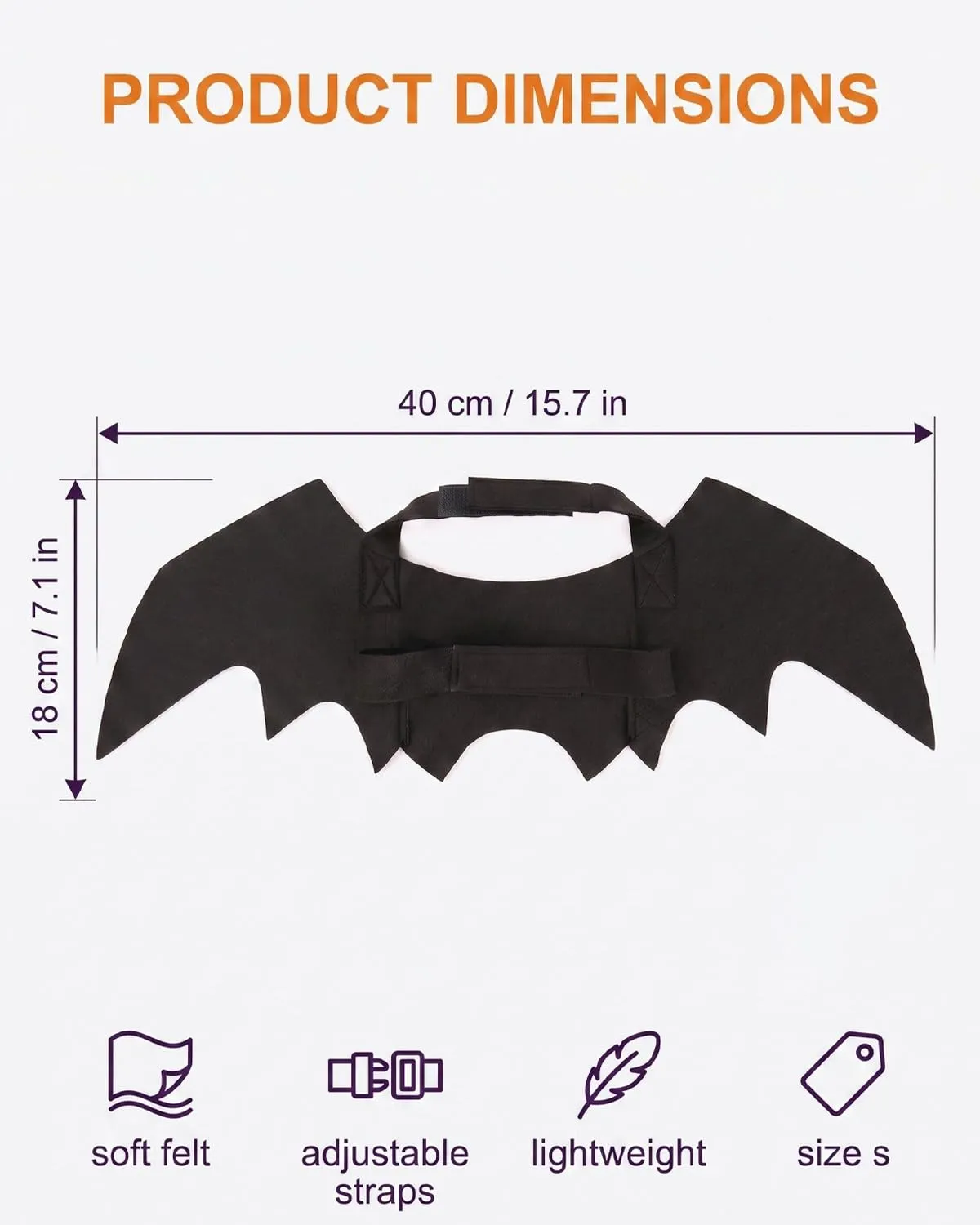 BTACGWP Costume Halloween Gatto Ali Pipistrello, 1 Pezzo Taglia S, Mantello Vampiro in Tessuto Traspirante, Design Leggero per Cosplay Confortevole e Feste Domestiche Sicure - immagine 5