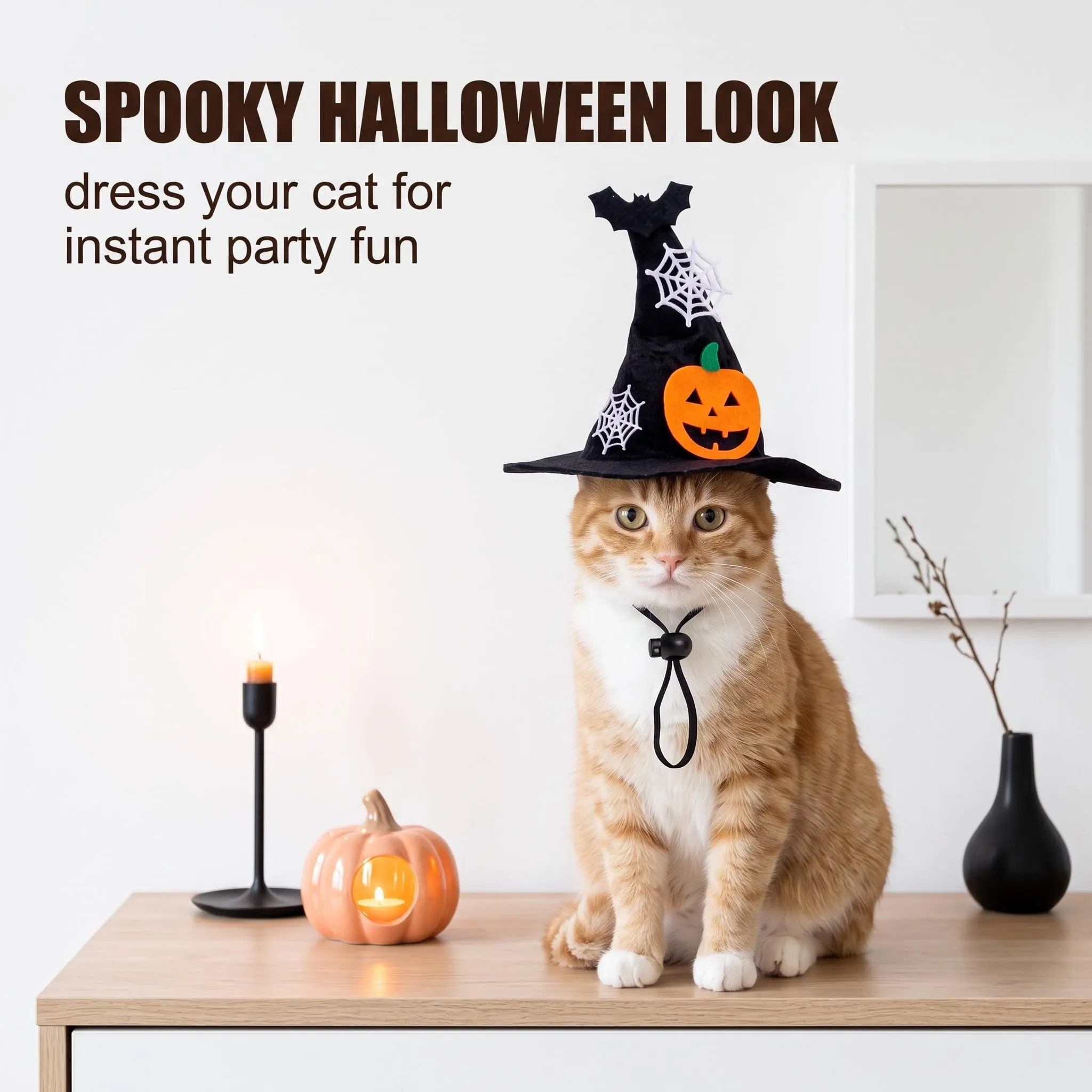 YEMVAR Costume Halloween Cane Mantello Cappello, Cappello Strega per Cani Gatti Piccoli Medi, Vestiti per per Gatti, Vestito Cosplay di Animali Domestici per Feste di Halloween, Festival, Cosplay - immagine 2