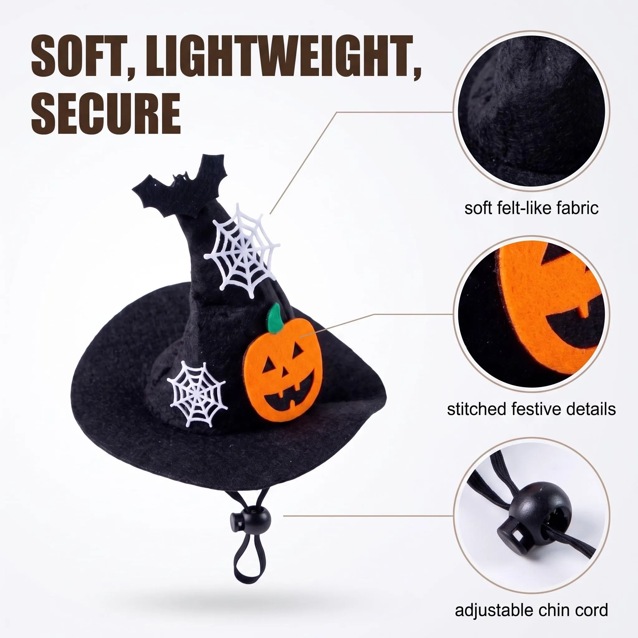 YEMVAR Costume Halloween Cane Mantello Cappello, Cappello Strega per Cani Gatti Piccoli Medi, Vestiti per per Gatti, Vestito Cosplay di Animali Domestici per Feste di Halloween, Festival, Cosplay - immagine 4