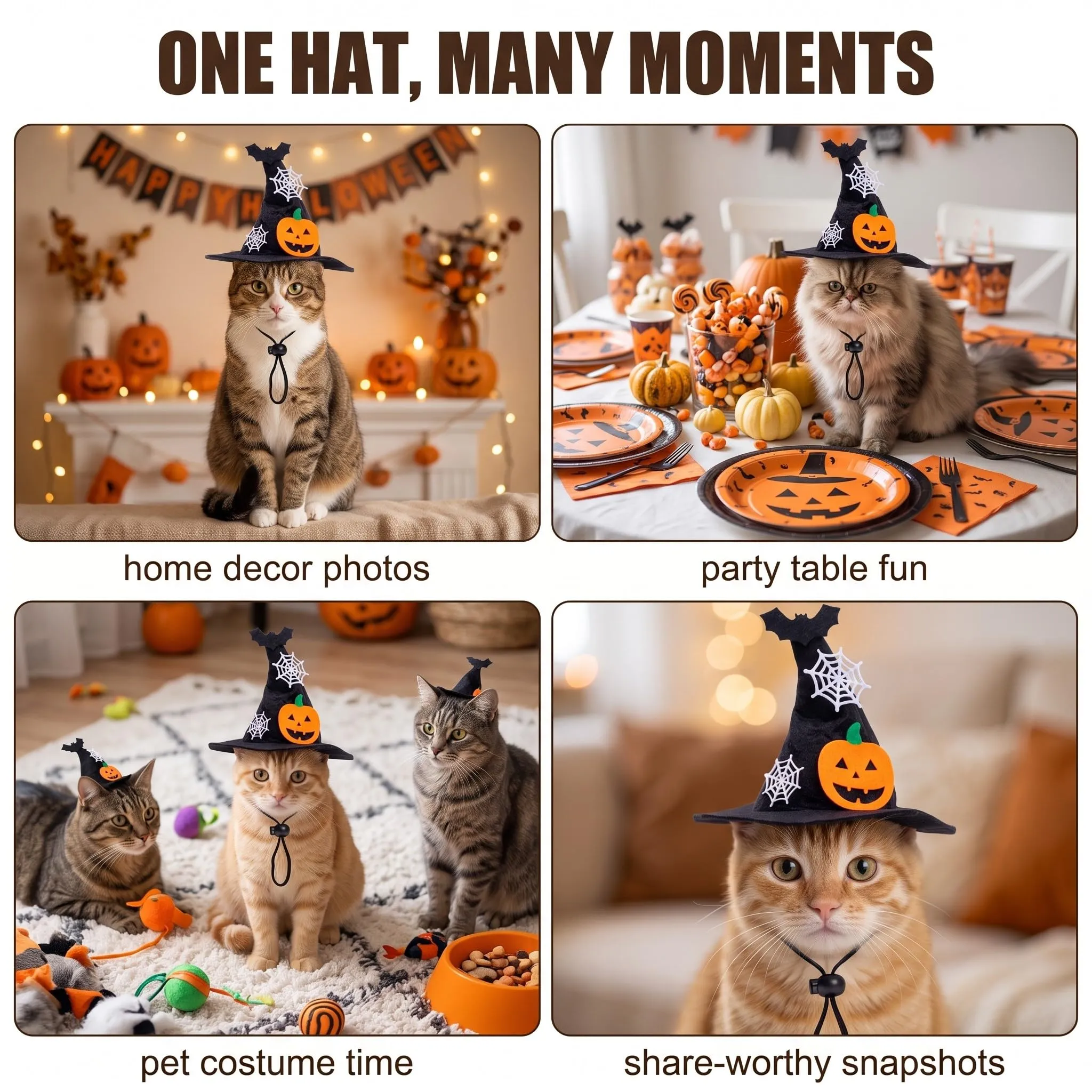 YEMVAR Costume Halloween Cane Mantello Cappello, Cappello Strega per Cani Gatti Piccoli Medi, Vestiti per per Gatti, Vestito Cosplay di Animali Domestici per Feste di Halloween, Festival, Cosplay - immagine 5
