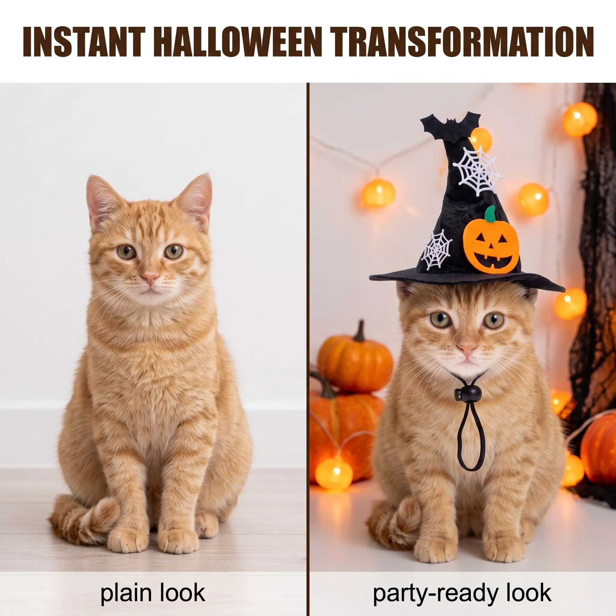 YEMVAR Costume Halloween Cane Mantello Cappello, Cappello Strega per Cani Gatti Piccoli Medi, Vestiti per per Gatti, Vestito Cosplay di Animali Domestici per Feste di Halloween, Festival, Cosplay - immagine 6