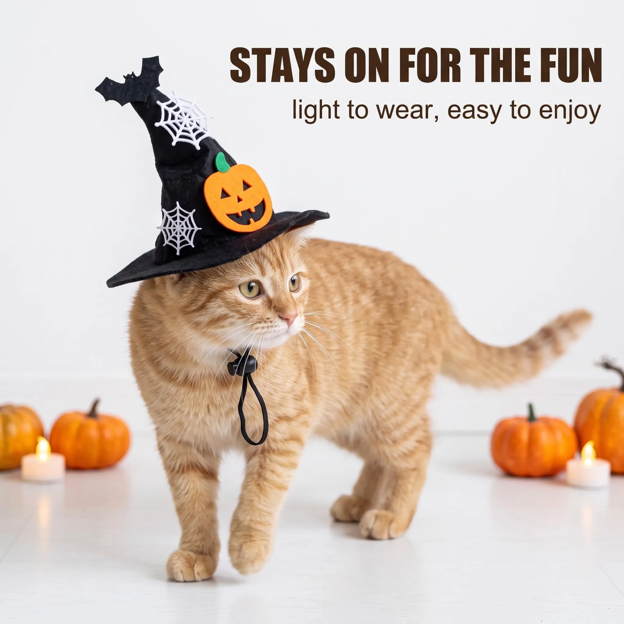 YEMVAR Costume Halloween Cane Mantello Cappello, Cappello Strega per Cani Gatti Piccoli Medi, Vestiti per per Gatti, Vestito Cosplay di Animali Domestici per Feste di Halloween, Festival, Cosplay - immagine 7