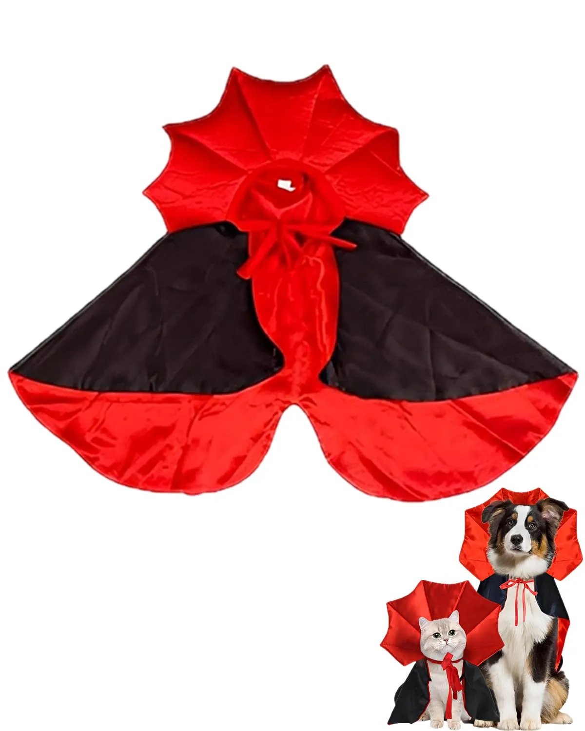 KACZUS Costume da Vampiro per Gatti e Cane 1 Pz, Mantello Elegante con Chiusura Sicura, Design Ergonomico per Libertà di Movimento Ideale per Halloween e Feste - immagine 1