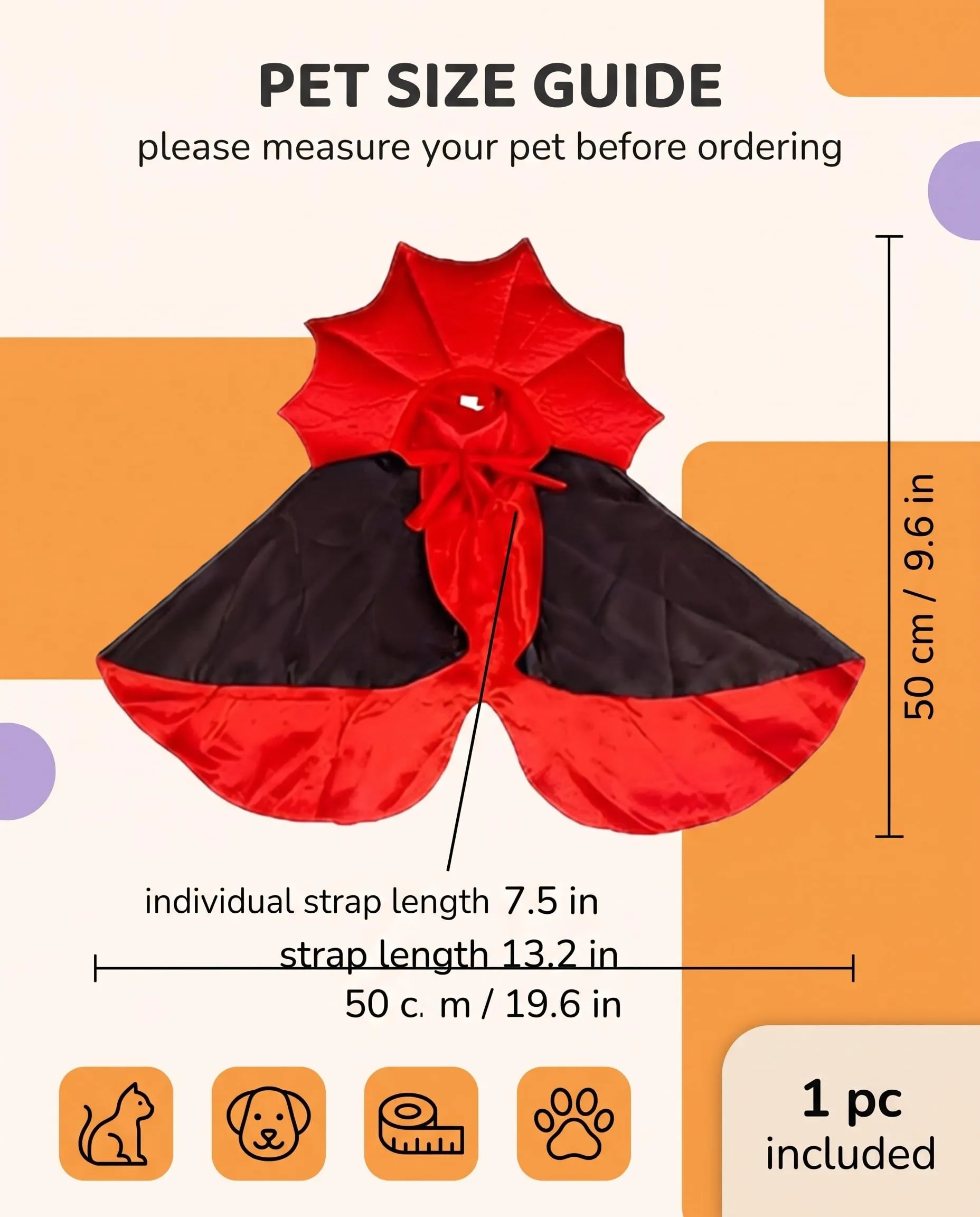 KACZUS Costume da Vampiro per Gatti e Cane 1 Pz, Mantello Elegante con Chiusura Sicura, Design Ergonomico per Libertà di Movimento Ideale per Halloween e Feste - immagine 5