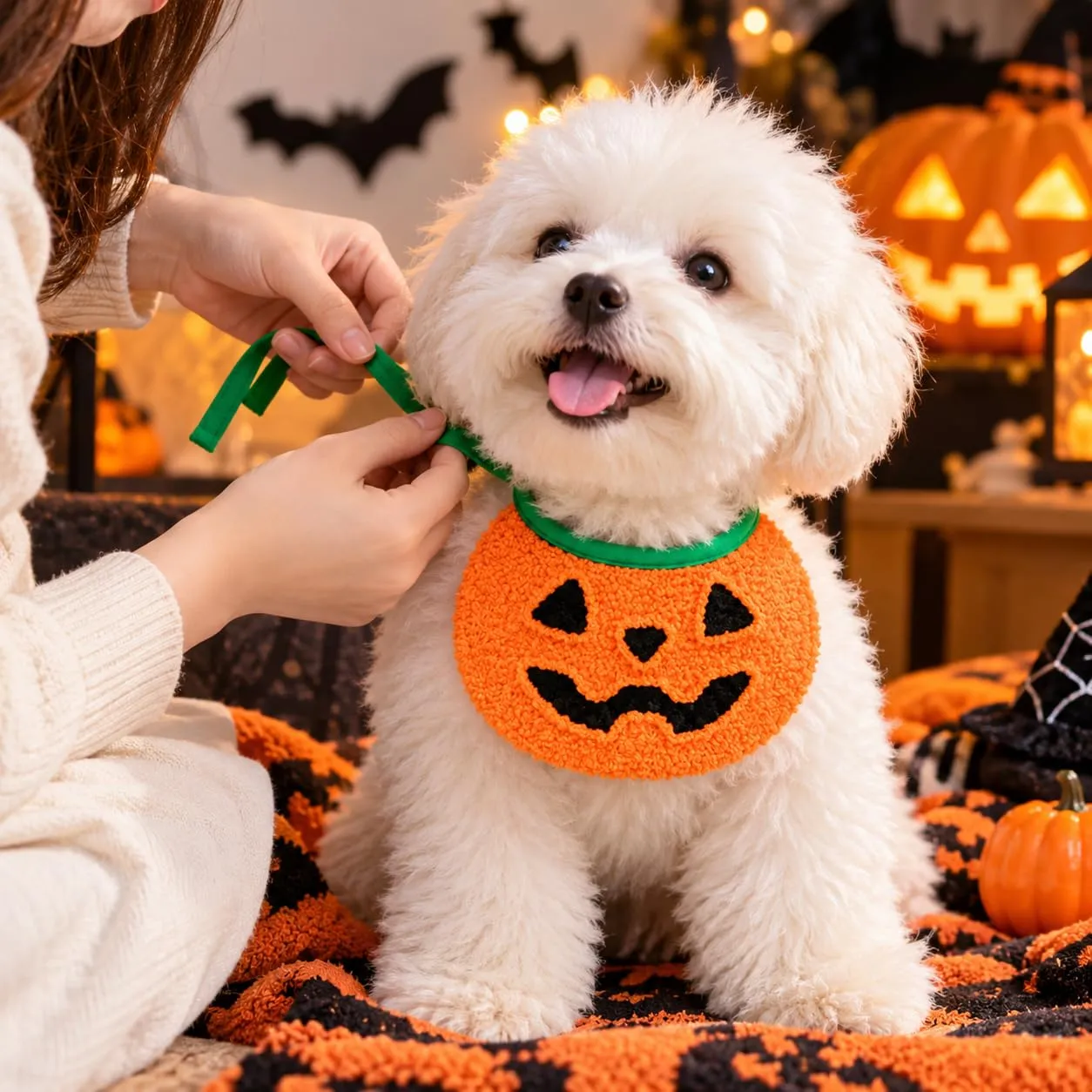 JOVYTH Set 3 Bandana Halloween Cane, Foulard Halloween per Cane con Fantasma e Zucca, Accessorio Costume Cane per Piccoli Animali, Festa e Servizio Fotografico - immagine 3