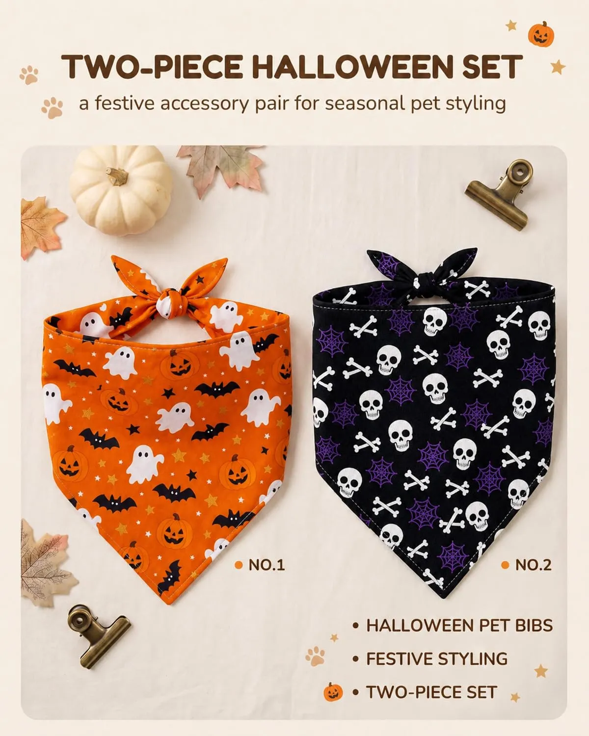 ZenoScope Costume Halloween Cane, 2 Pezzi Bandana Regolabile Traspirante, Protezione Pelle e Vestiti per Passeggiate e Pasti, Design Adattivo per Piccole, Medie e Grandi Taglie - immagine 6