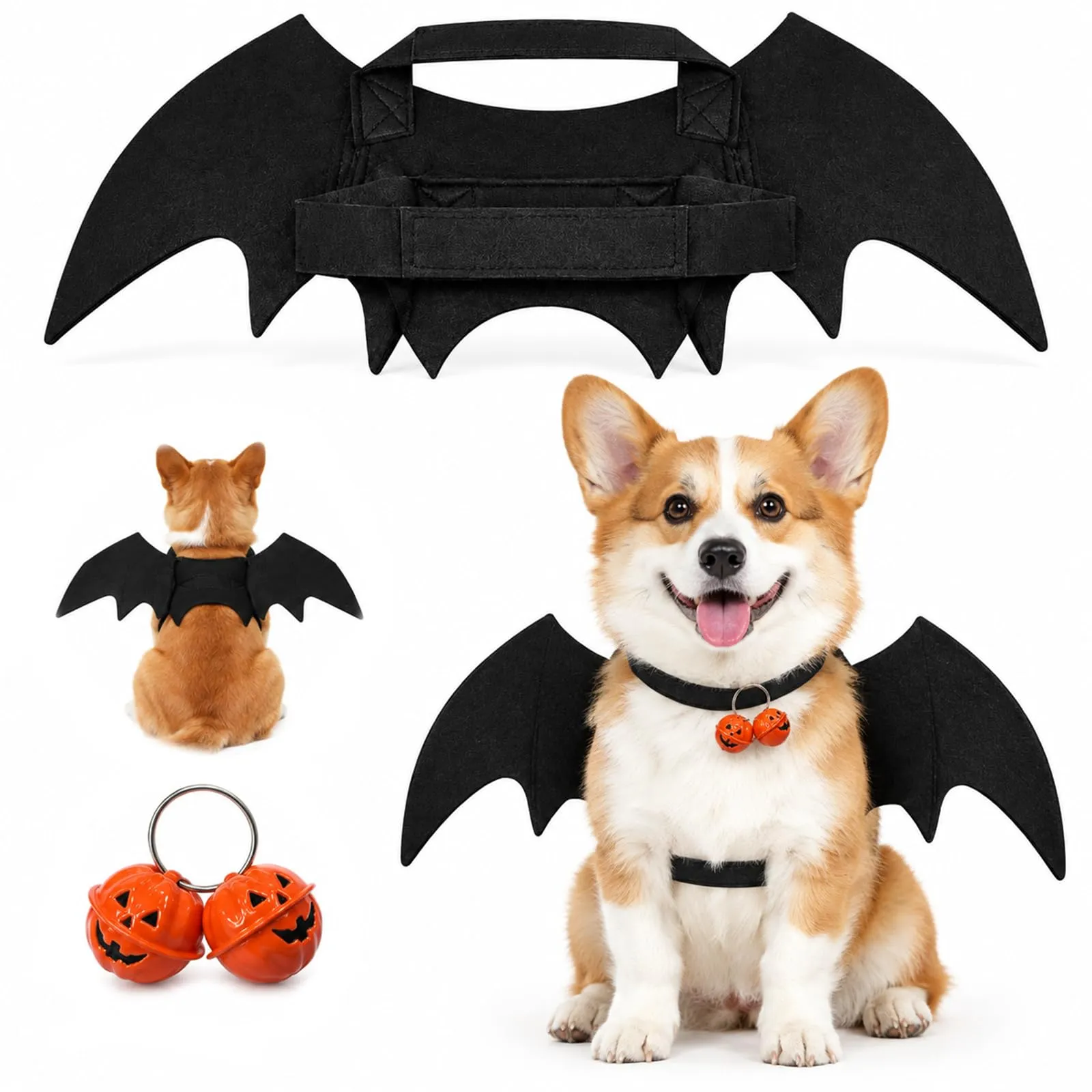 Vcostumi per Cani da Pipistrello 51,5 × 23 cm Dog Halloween Costume - immagine 1