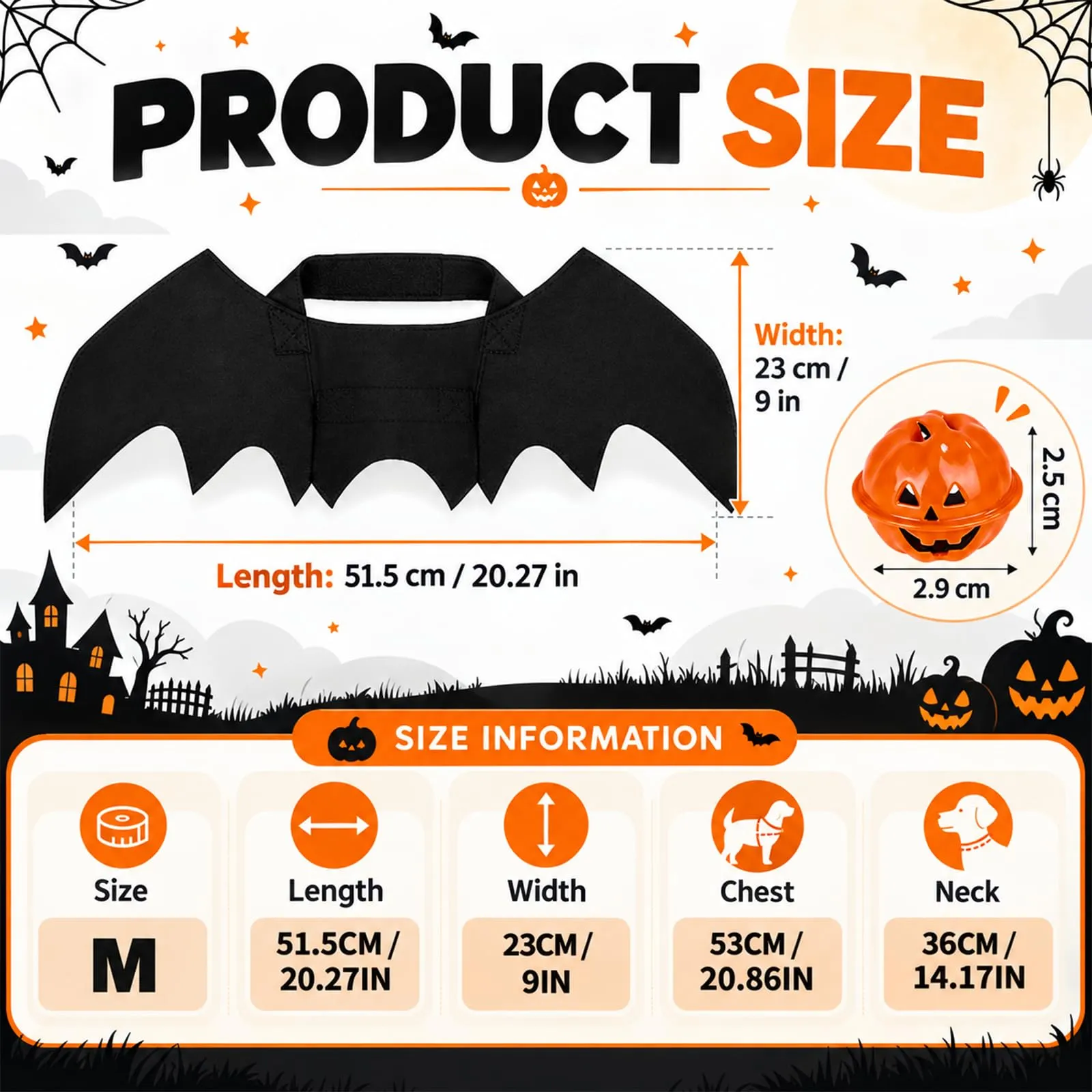 Vcostumi per Cani da Pipistrello 51,5 × 23 cm Dog Halloween Costume - immagine 2