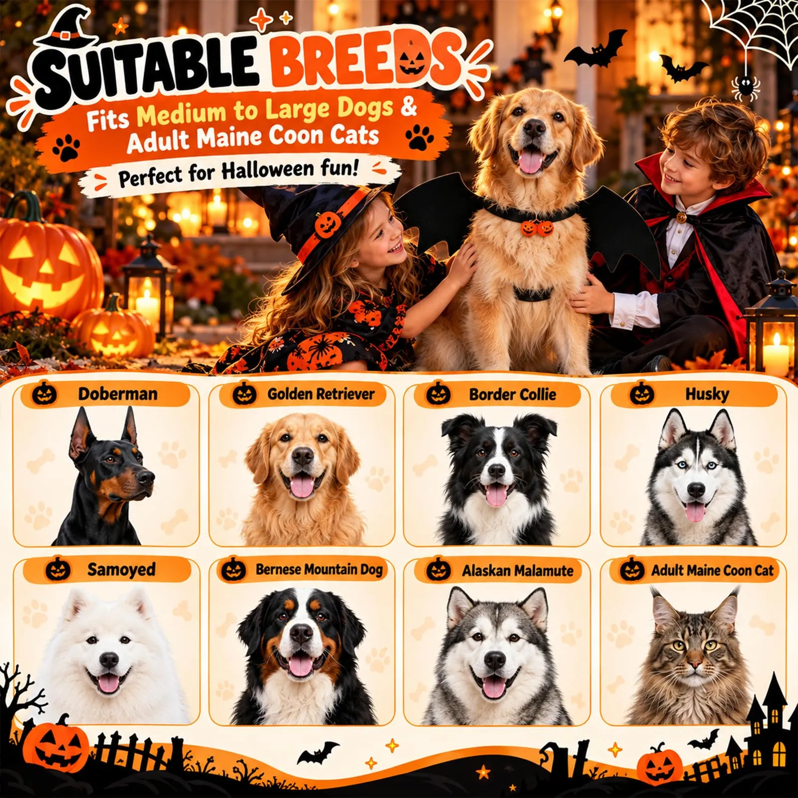 Vcostumi per Cani da Pipistrello 51,5 × 23 cm Dog Halloween Costume - immagine 6